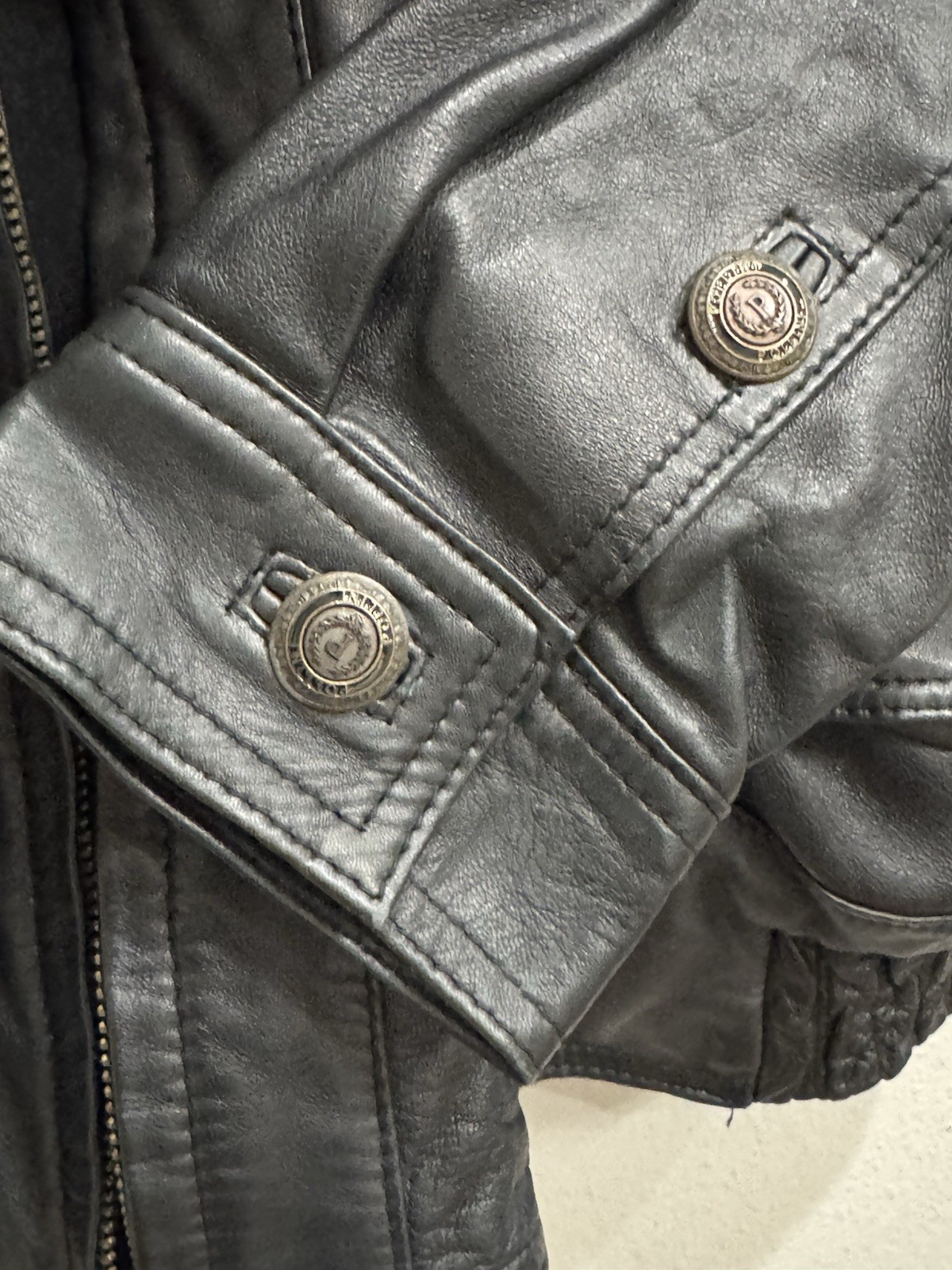 Pollini Italy Men’s Leather Bomber Jacket Size 52, US 42