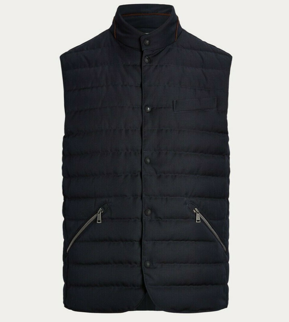 Polo Ralph Lauren Reversible Quilted 750 Down Jacket Suit Waistcoat Vest Oxford