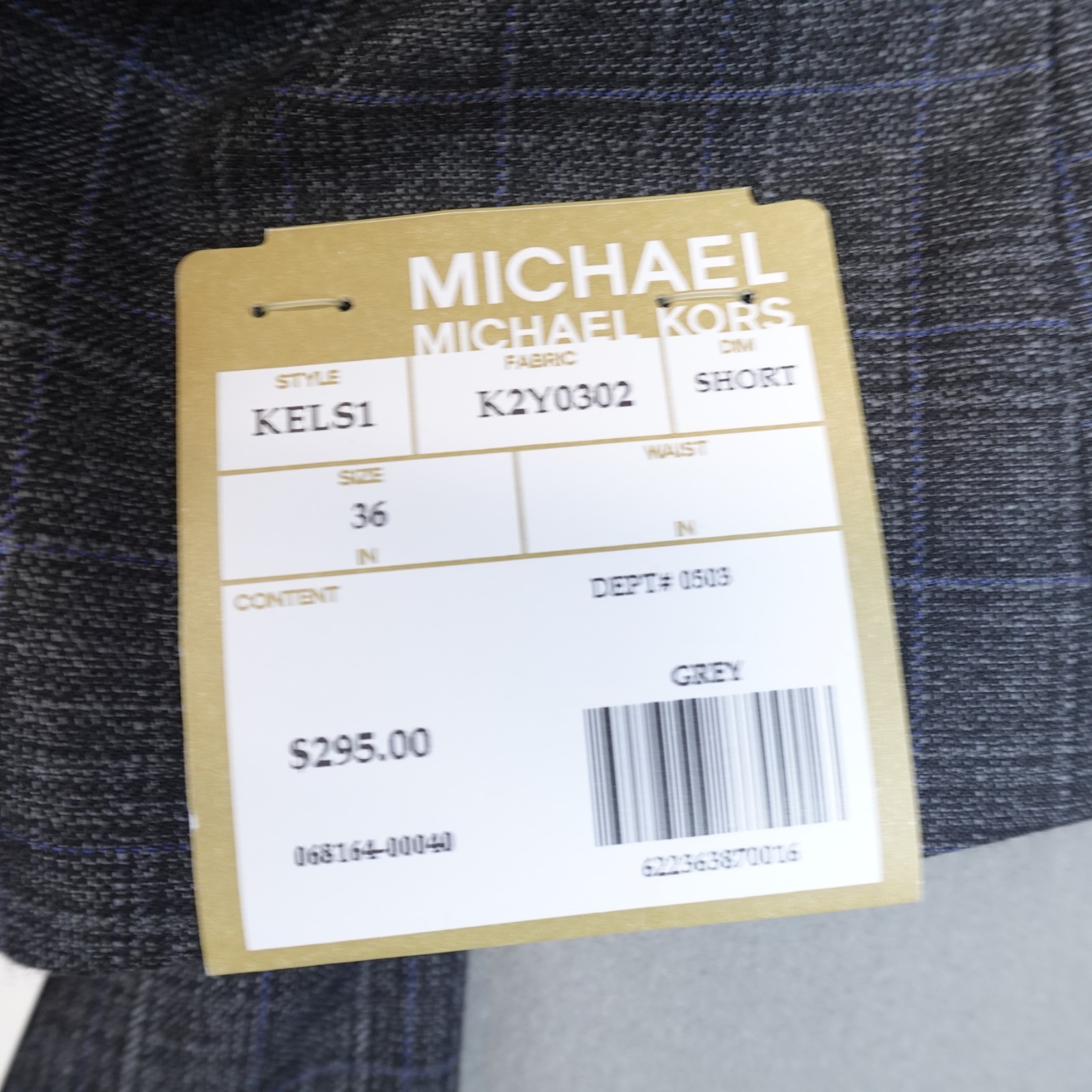 NWT MICHAEL KORS Blazer Mens Plaid Two-button Sport Jacket 36S Gray