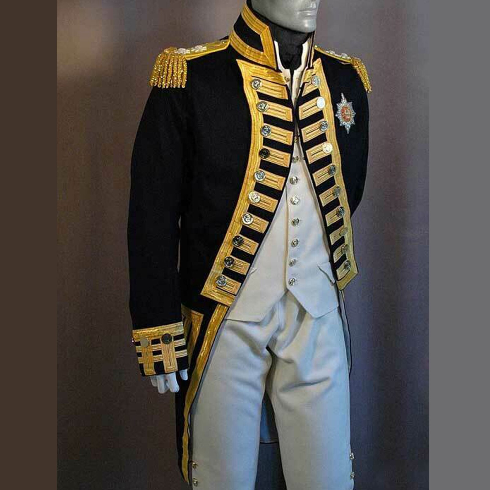 New Men’s British Royal Admiral Tailcoat, Naval Captain Jacket, Black Wool Coat,