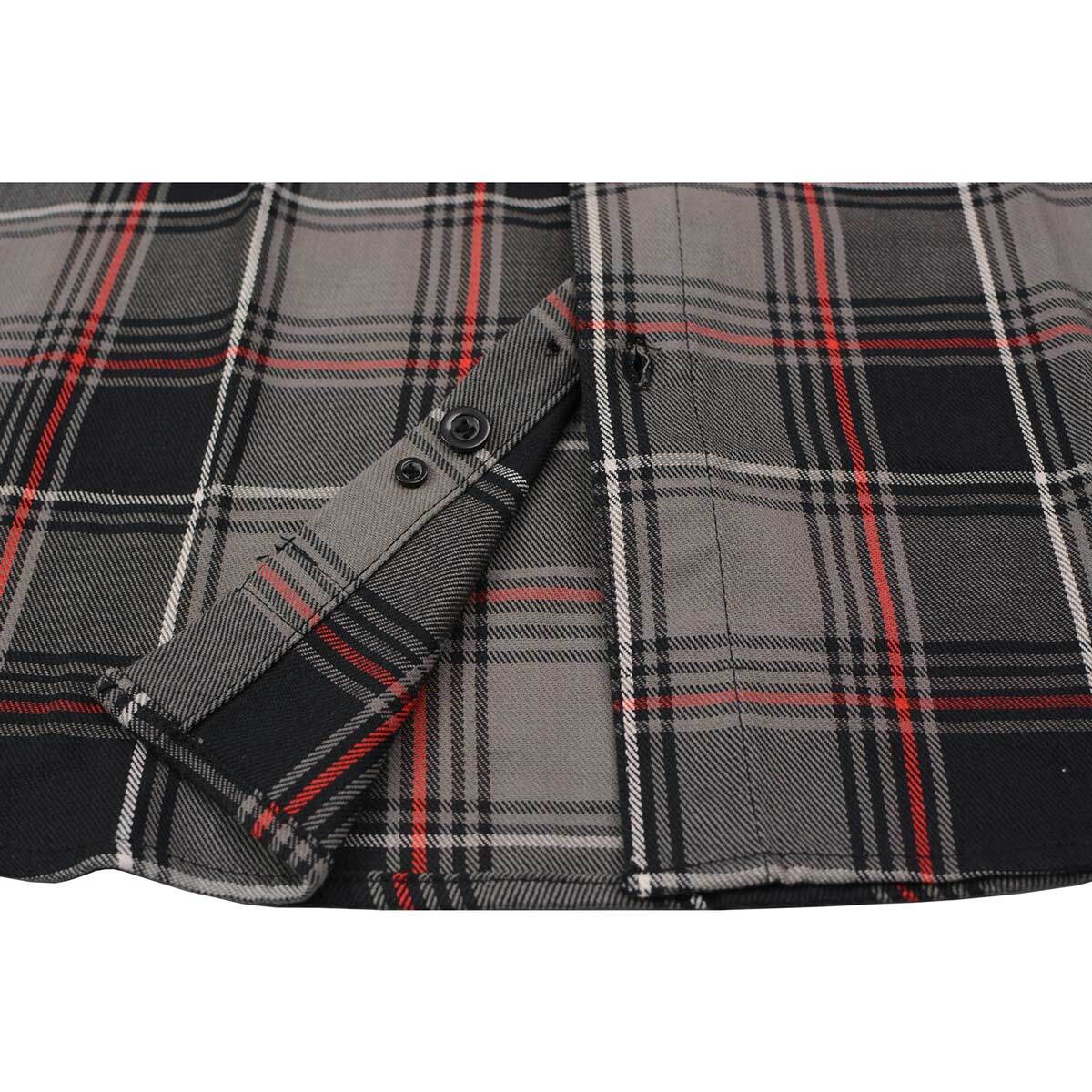 Milwaukee Leather Men’s Black and Grey with Red Long Sleeve Cotton Flannel Shirt