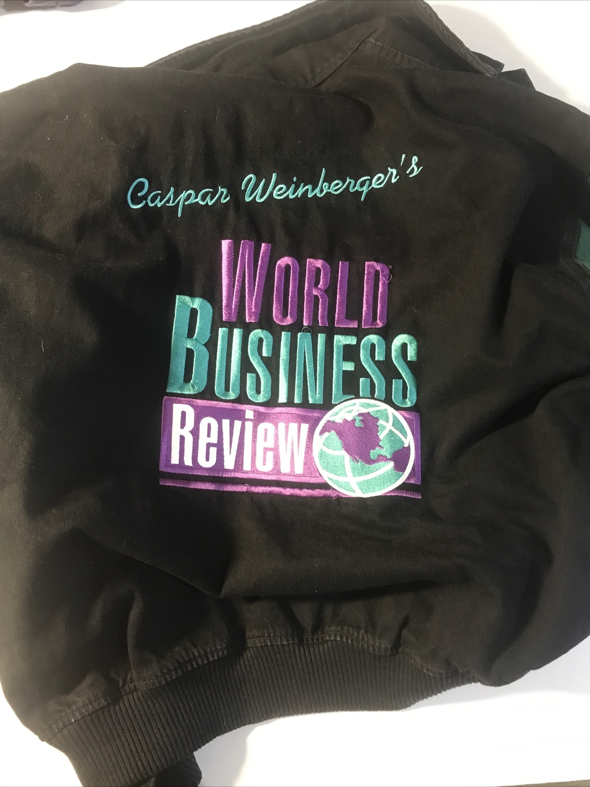 Caspar Weinberger’s World Business Review Heavy Denim Black & Green LG Jacket