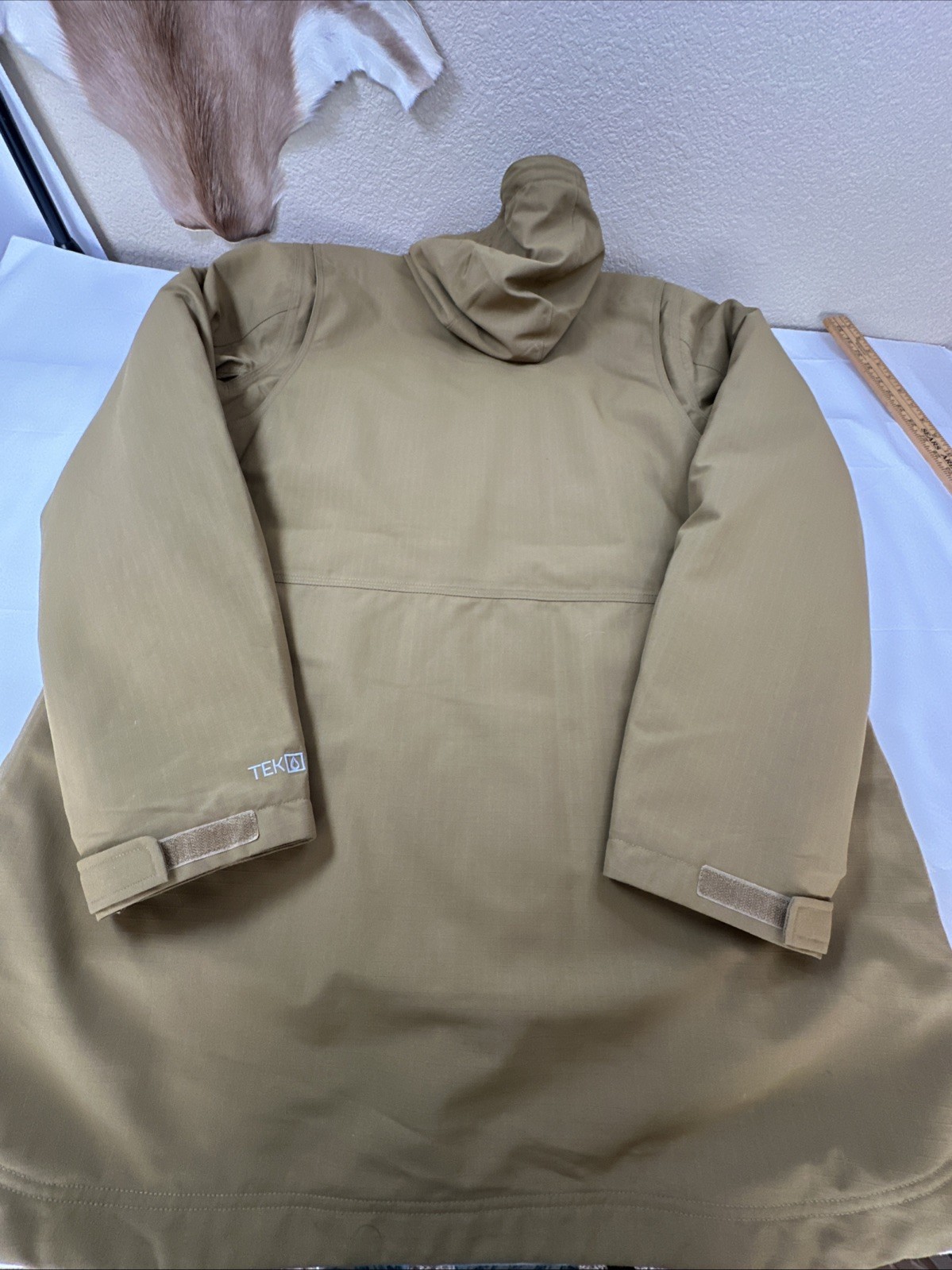 L.L. Bean Mens Parka Hoodie Jacket Waterproof All Season Removable Lined Tan XL