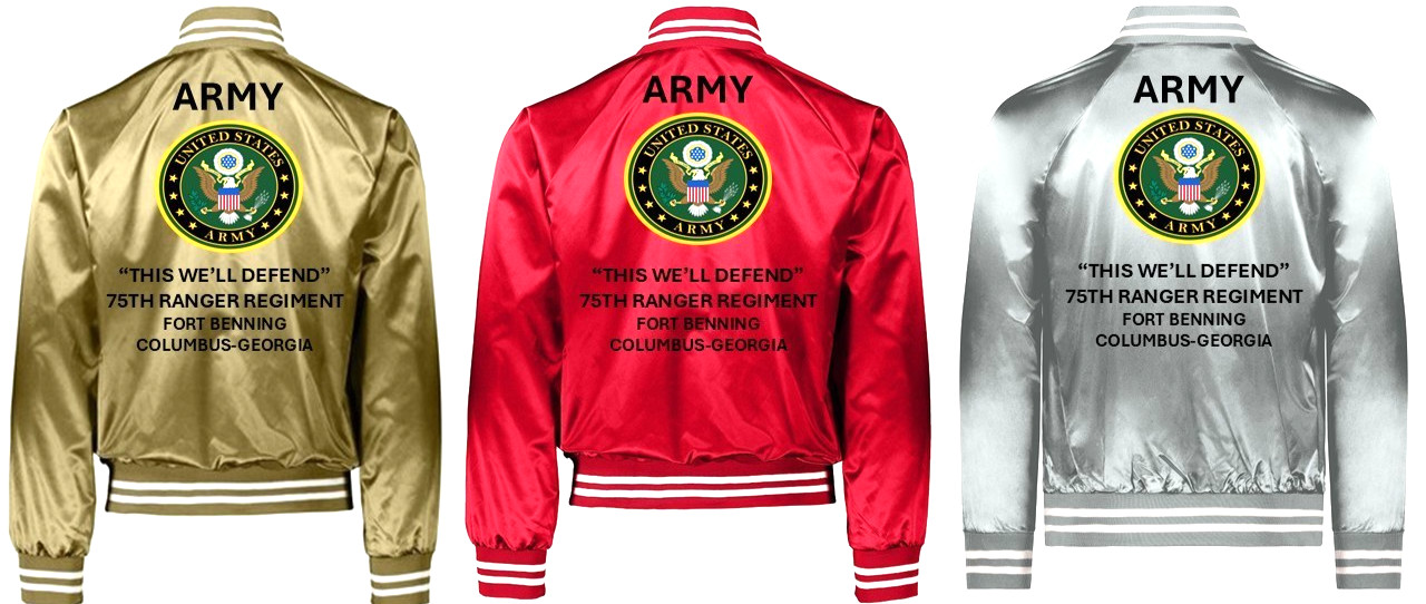 ARMY* US ARMY COMBINED ARMS*FORT LEAVENWORTH *SATIN JACKET*ARMY OFFICIAL LICENSE