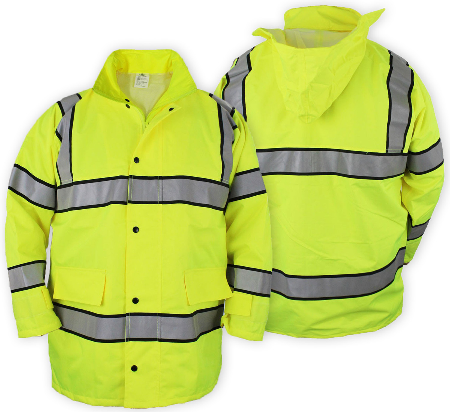 High Visibility Raincoat with Reflective Stripes (Lime Green)
