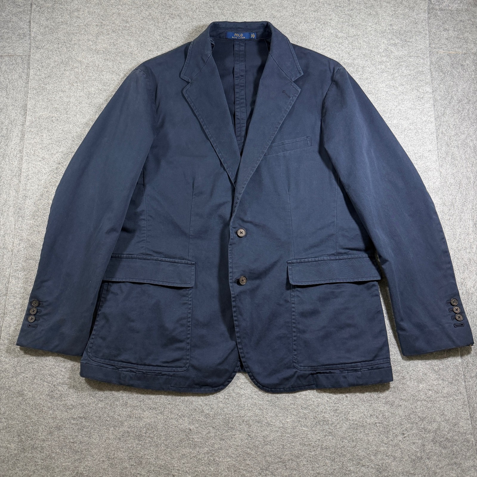 Polo Ralph Lauren Sport Coat Mens XXL Navy Two Button Notch Lapel Cotton Blazer