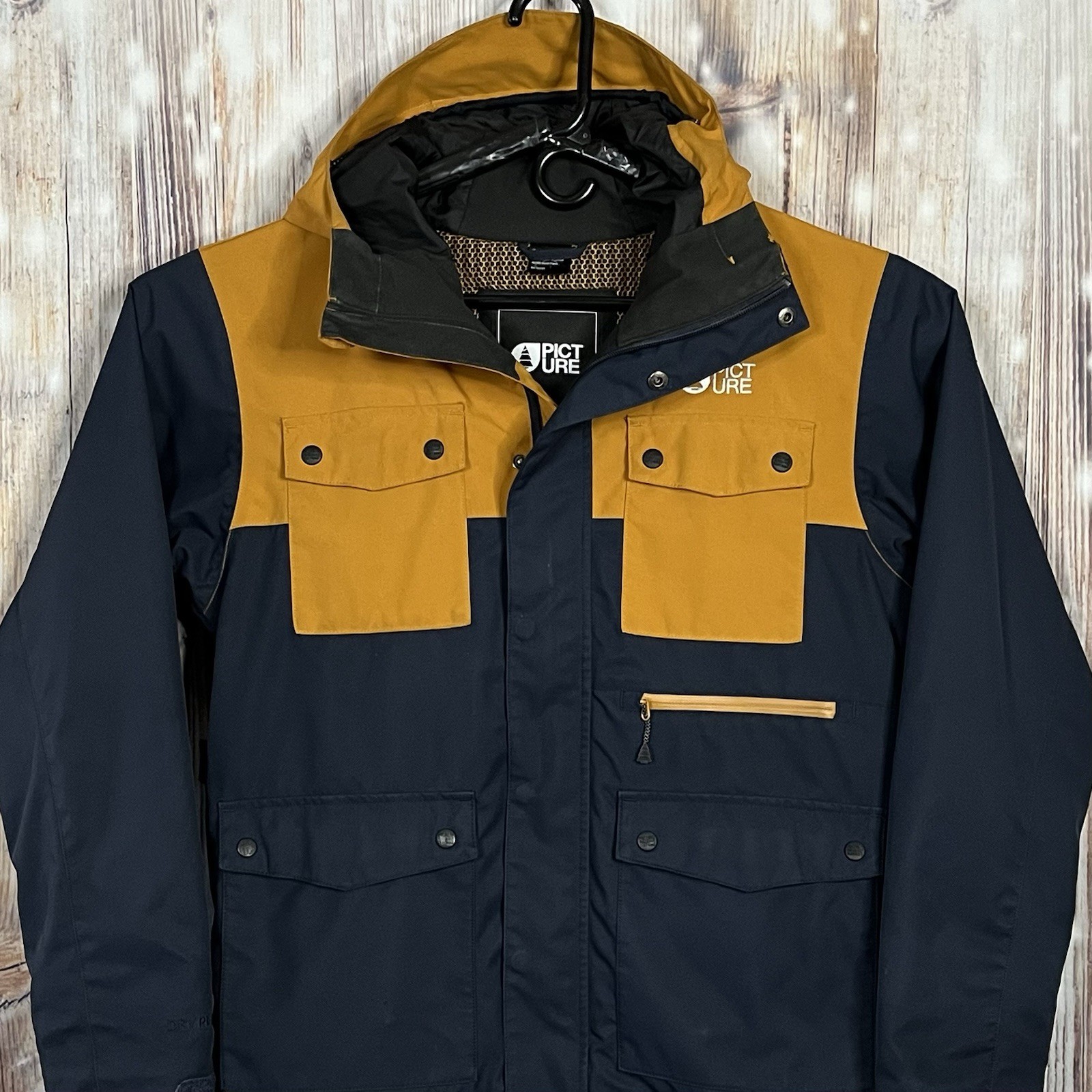 Picture Organic Hidli Jacket Mens Small Hooded Dryplay Bio Shell Waterproof NICE