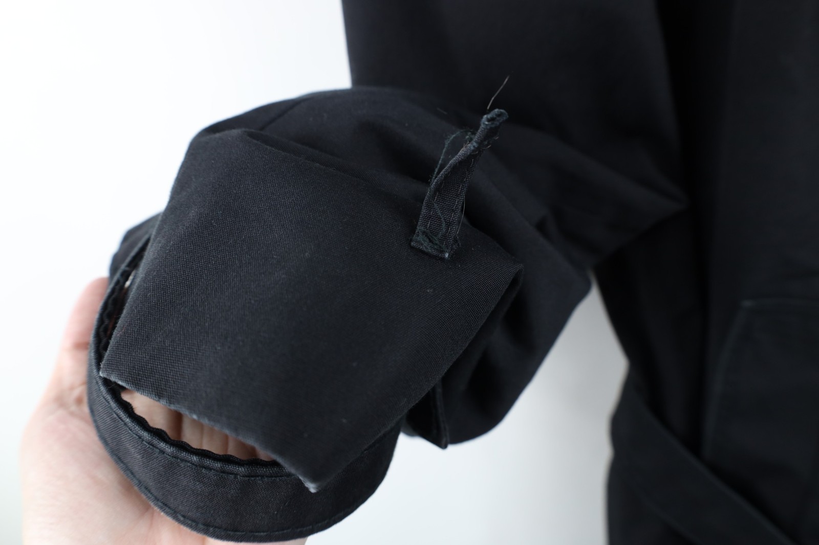 Vintage 70s Streetwear Mens 44R Distressed Belted Trench Coat Jacket Black