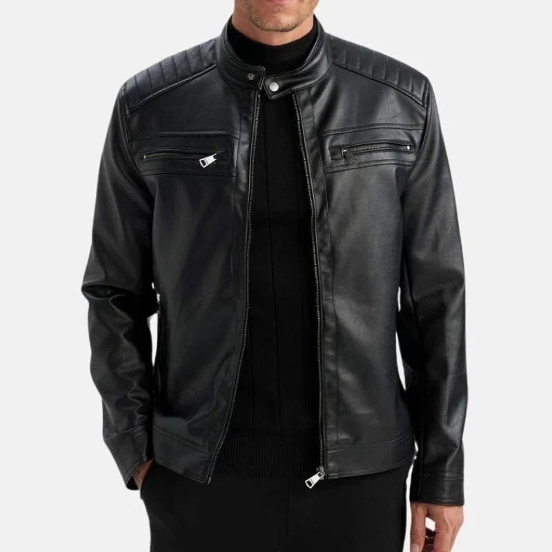 NEW Men’s Black Real Lambskin Leather Motorcycle Biker Jacket Size XS TO 3XL