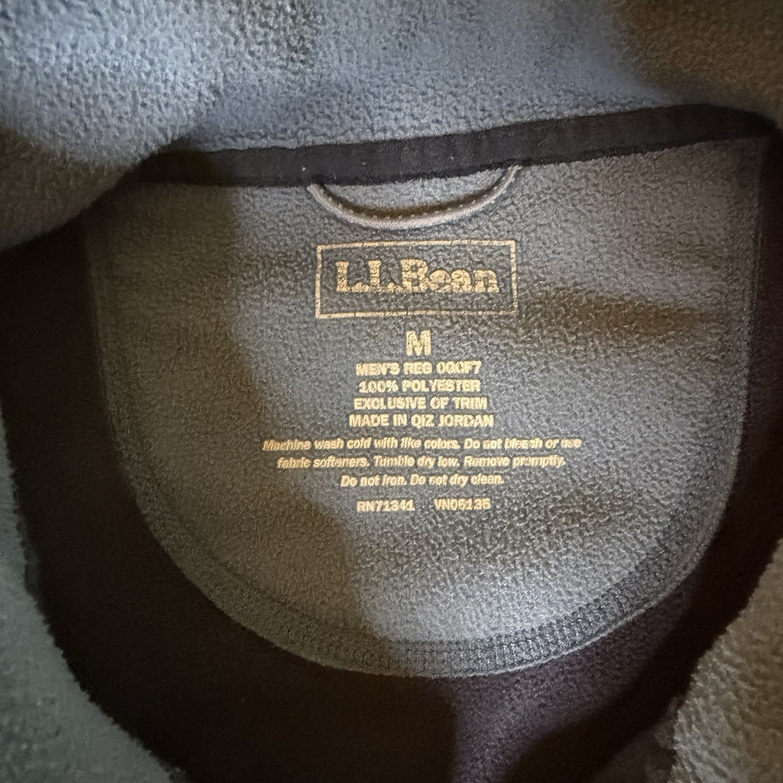 L.L.Bean Men’s Blue Full Zip Jacket Stand-Up Collar Zipped Pockets Size M