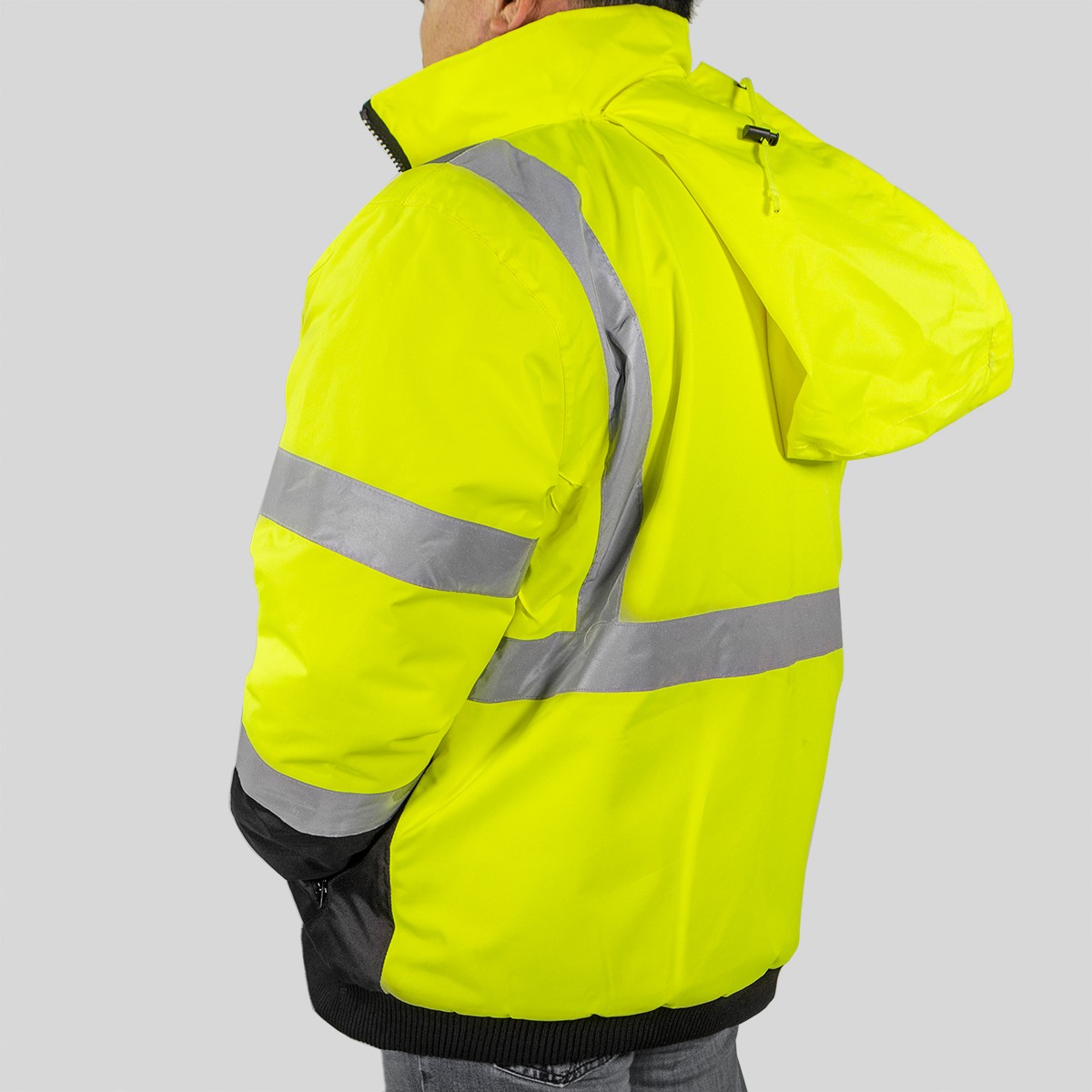 Stark USA Hi-Vis Class 3 Safety Jacket Neon Reflective Coat Bomber Jacket Style