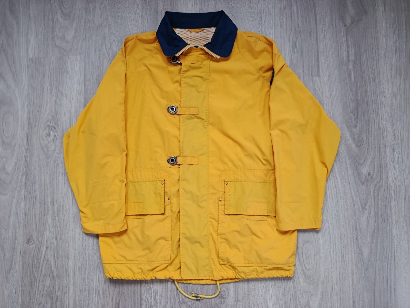 Vintage 90s Yachting Sailing Yellow Clasp Jacket Raincoat Windbreaker Marina S