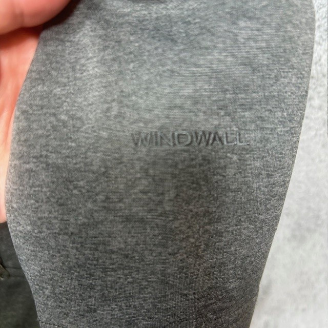 North Face Windwall Jacket Mens Large Gray Full Zip Outdoor Shell Logo Frayed