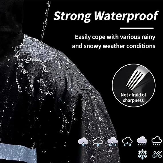 Rain Suit for Men Women Jackets Pant Gear Raincoat Waterproof motorcycle Black