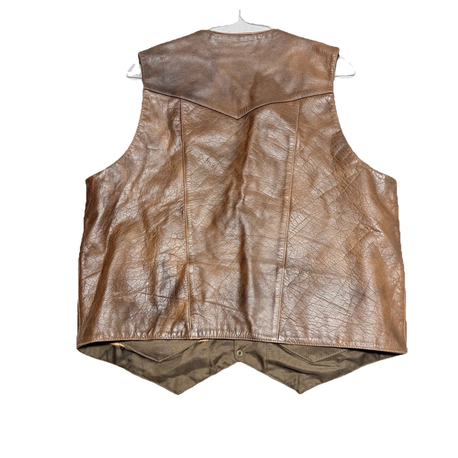Leather Supreme 10 Pocket Concealed Carry Brown Biker Vest Size 52 Fits 48