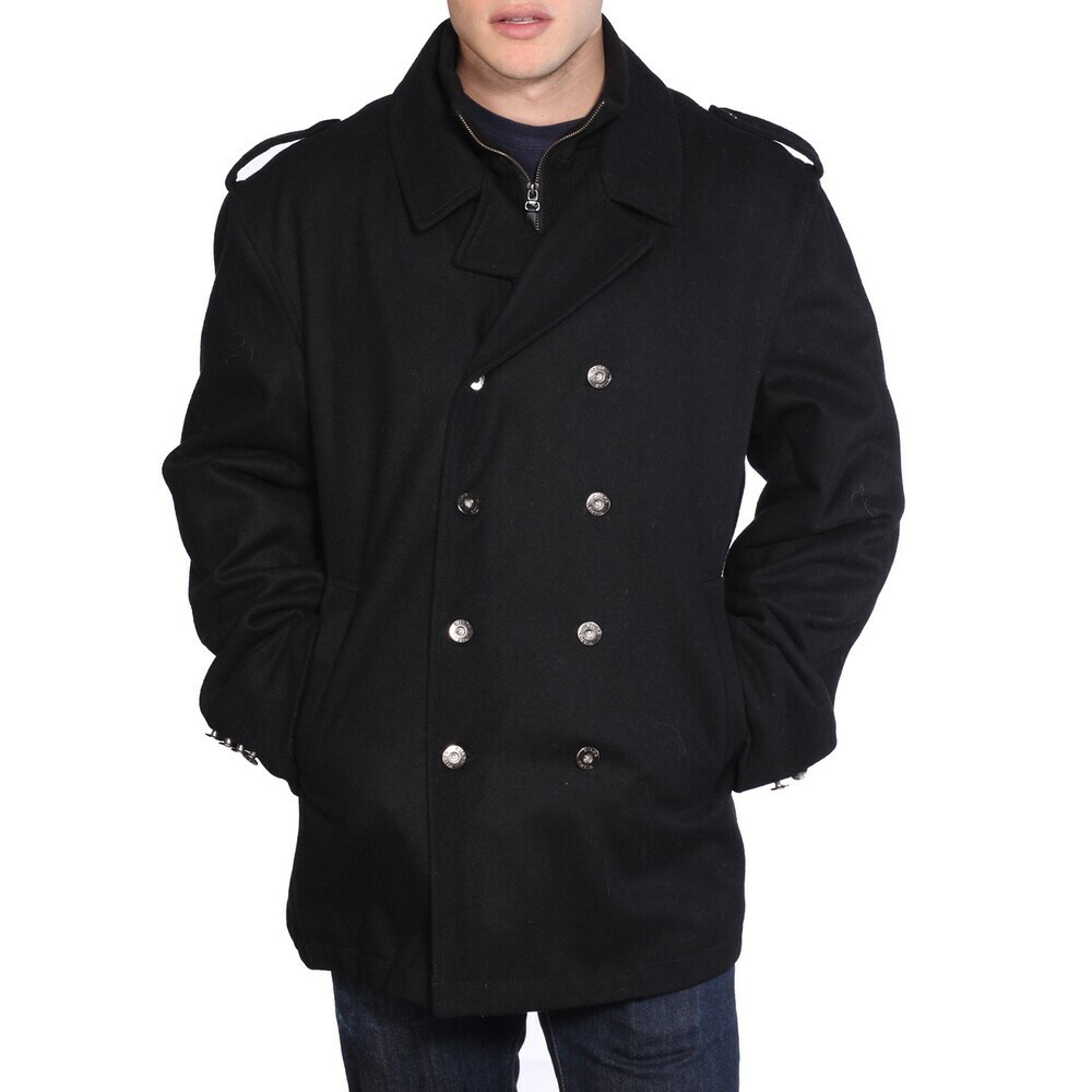 Wilda Men’s Military Wool Peacoat Black Sizes M, L, XL, 2XL, 3XL, 4XL, 5XL
