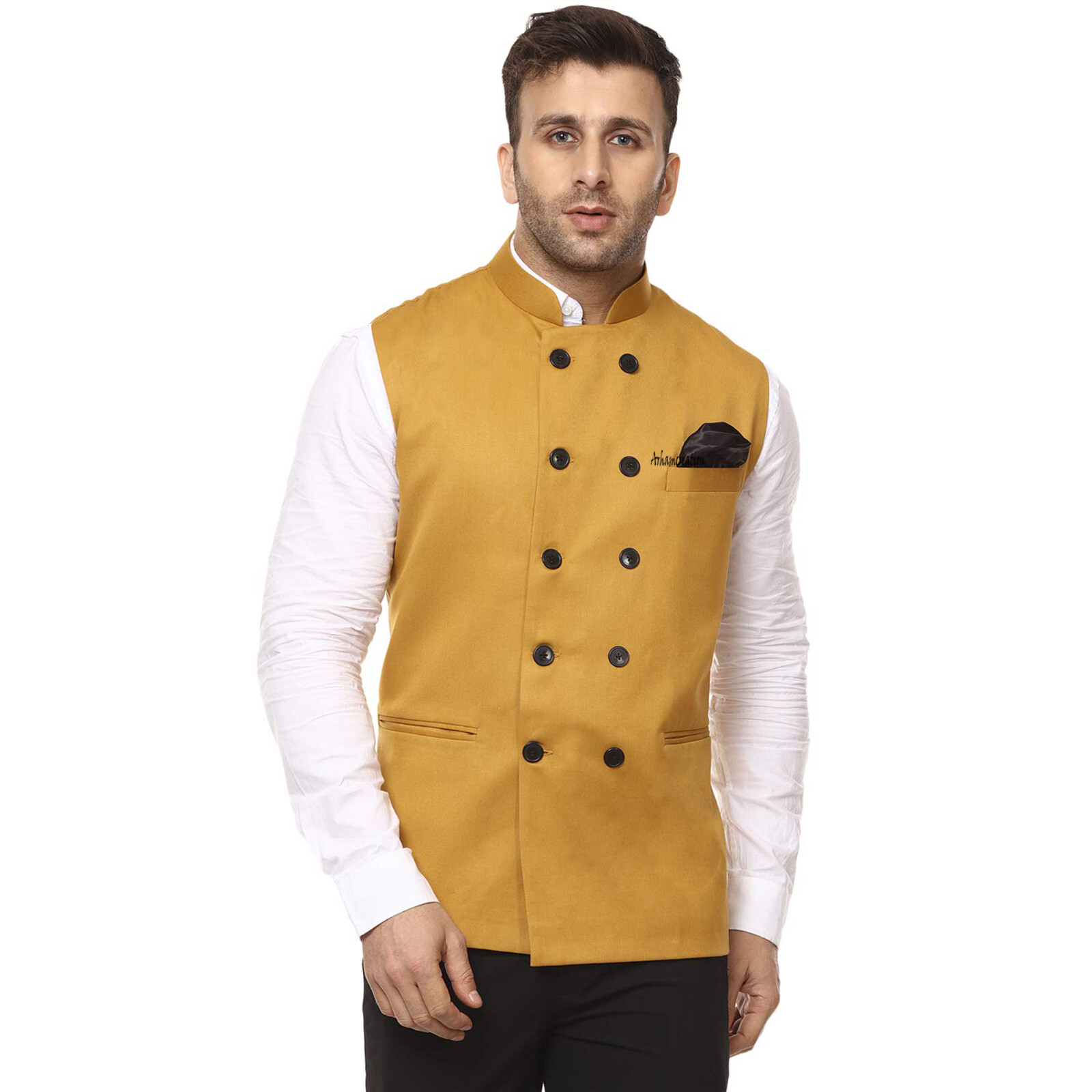 Jackets and Vests , Partywear, Occasion Wear-Mustard Solid Jacket, Festival Wear