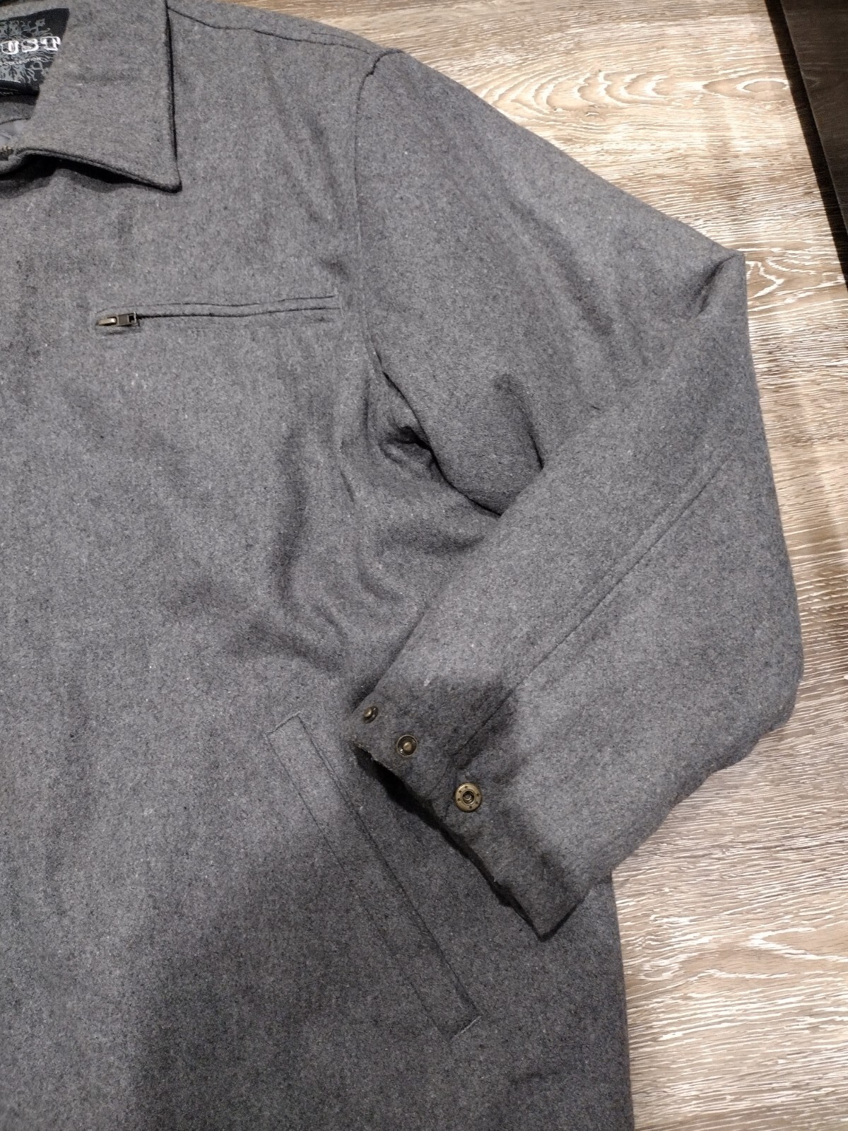 Trust Sports Collection Wool Jacket XL Charcoal Quilt Lined Full Zip Pocket