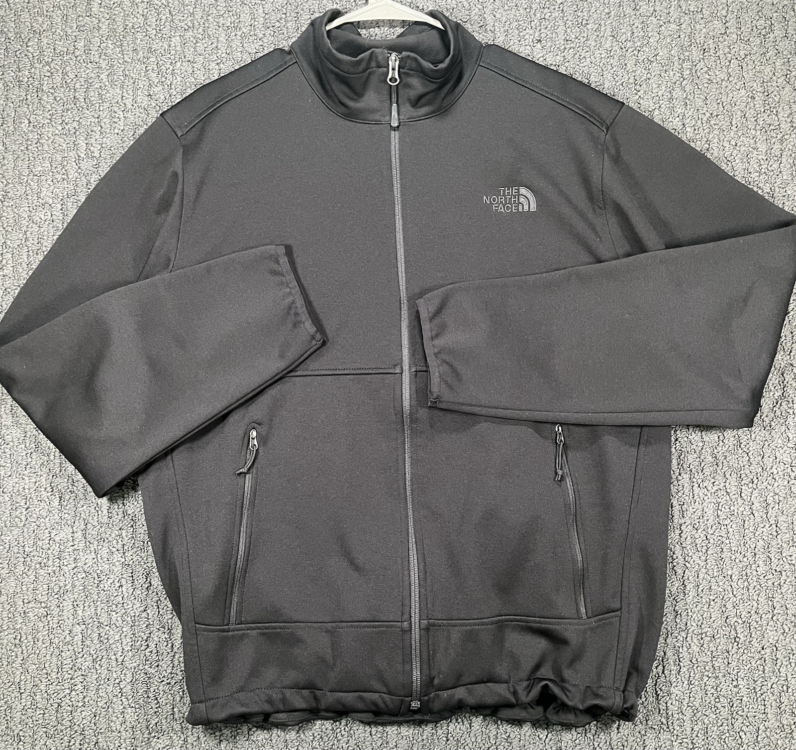 The North Face Black Soft Shell Fleece Windbreaker Full Zip w/ Zip Pockets Large