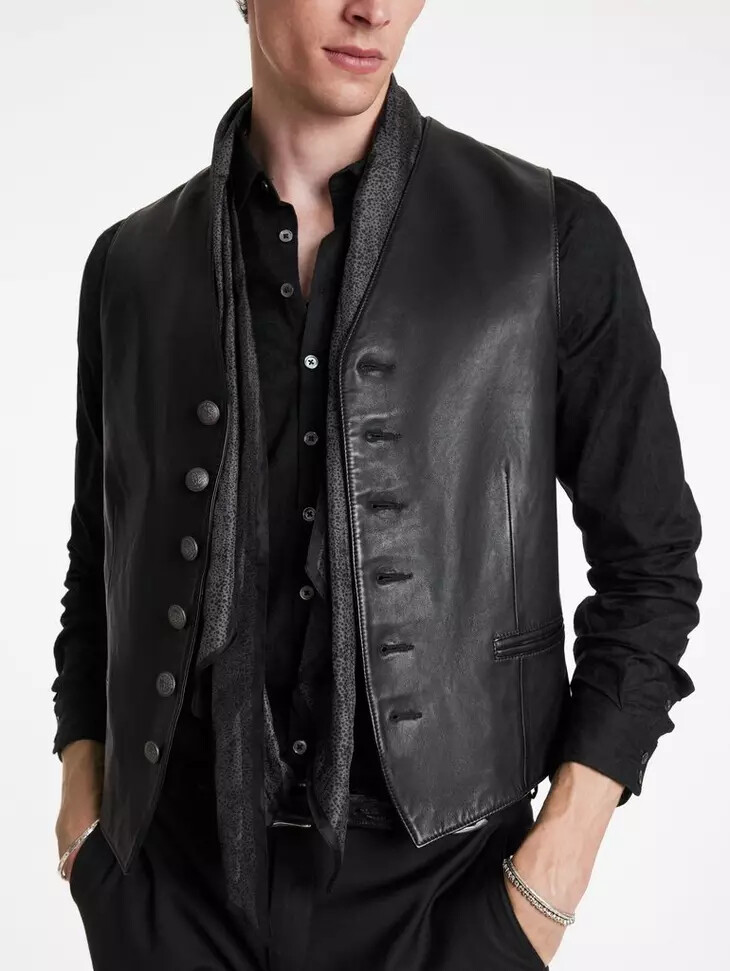 Men Pure Black Leather Vest Jacket Sleeveless Vest Size XS S M L XL 2XL 3XXL 4XL