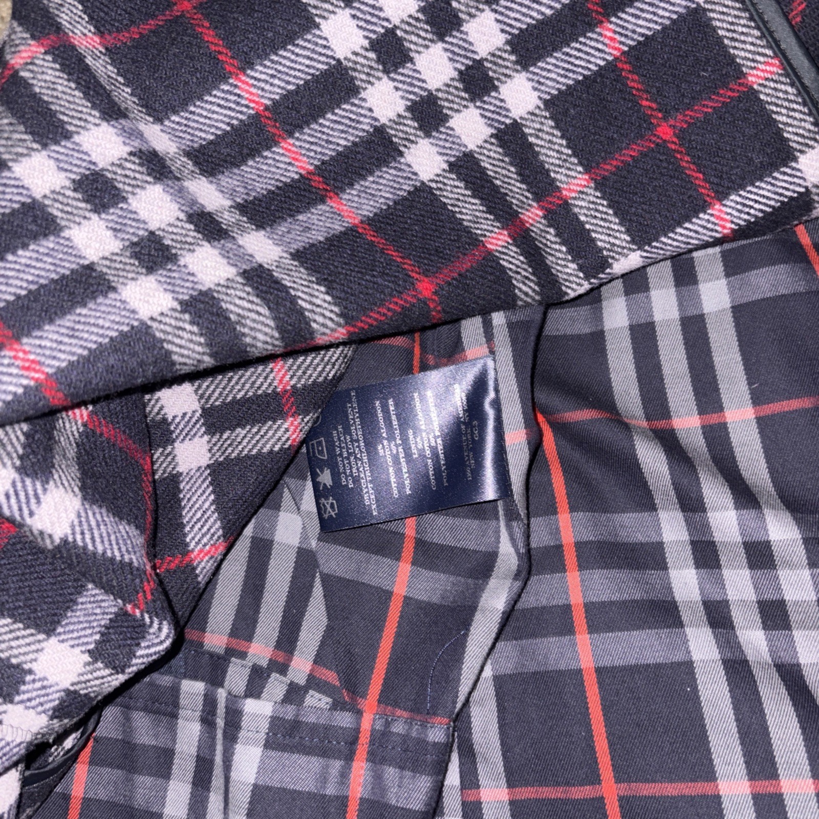 Burberry London Men’s Navy Blue Nova Check Lined Long Trench Coat Size 42R