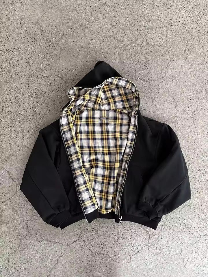 reversible zip-up hoodie pladed