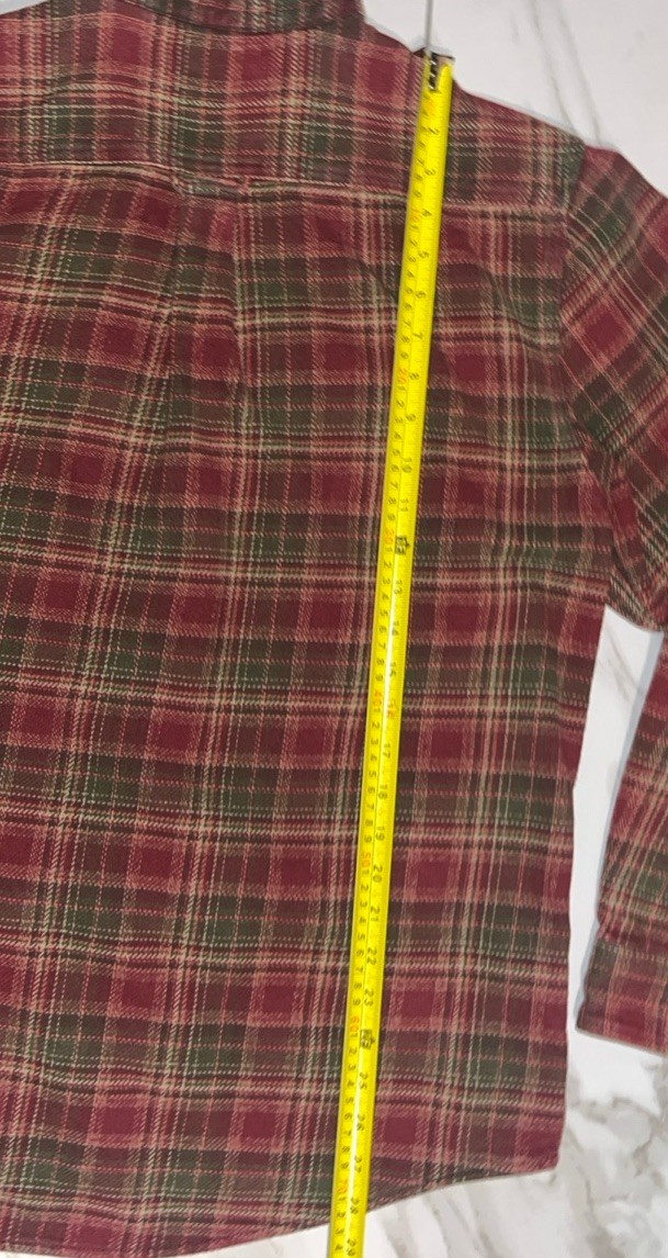 Mens L Orvis Heavy Weight Flannel Shirt Thick Jacket Plaid Button Up Pockets