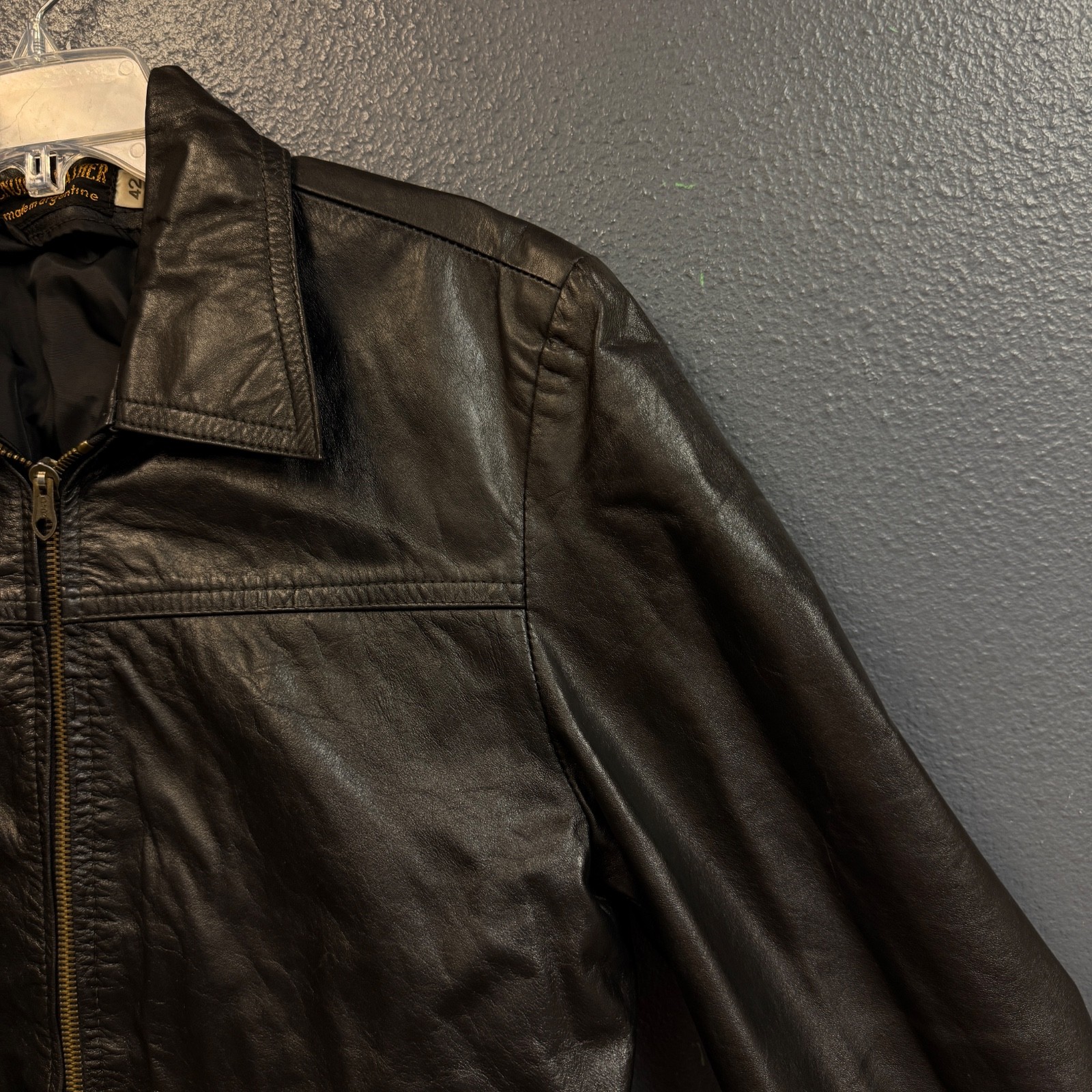 Black Genuine Leather Made in Argentine 42 men’s jacket biker vintage 80’s
