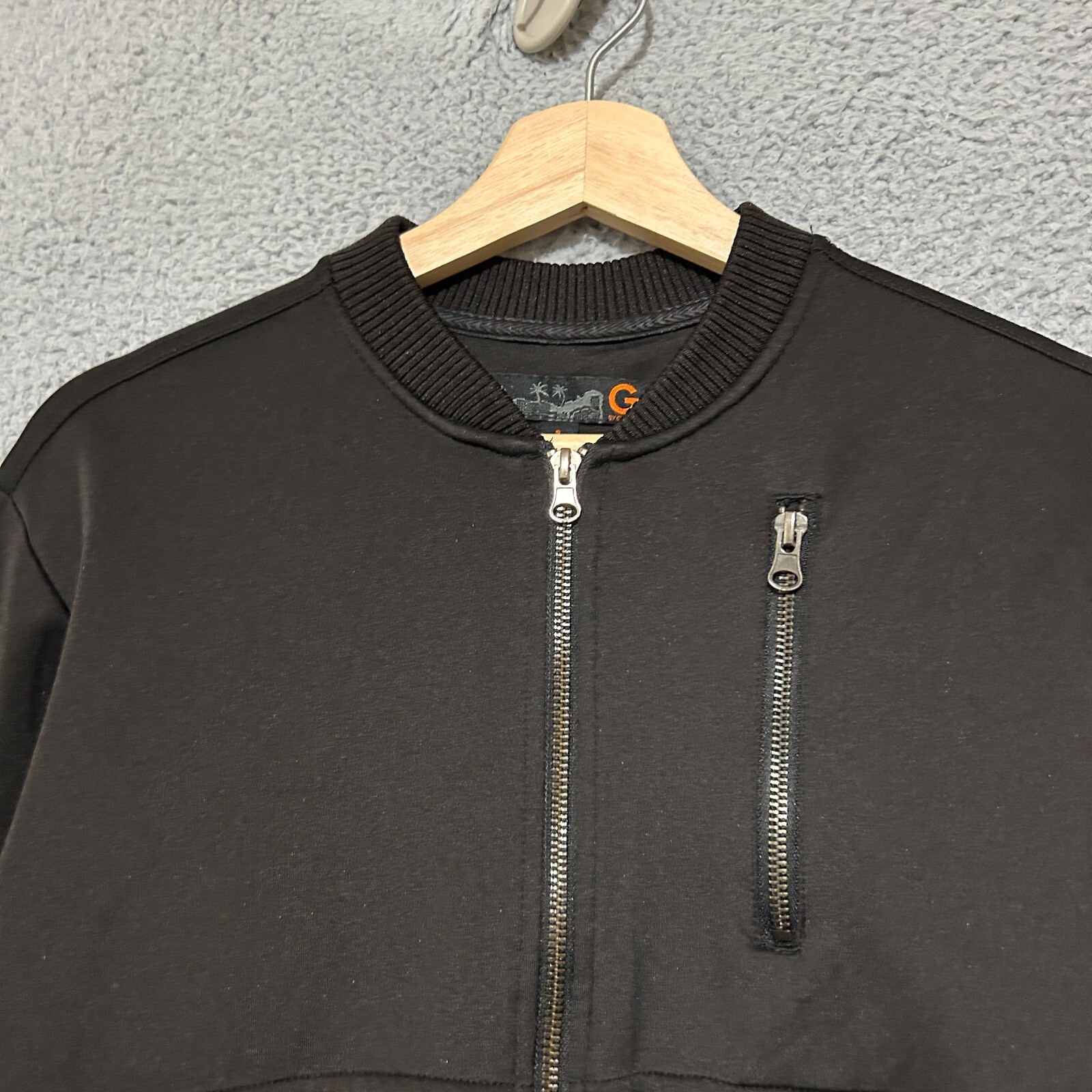 G By GUESS Jacket Men’s Small Black Floral Print Full Zip Polyester Spandex