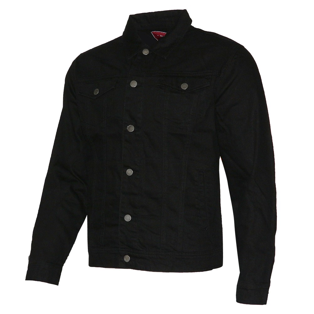 Mens Denim Jean Jacket Faded Premium Cotton Button Up Slim Fit Red Label