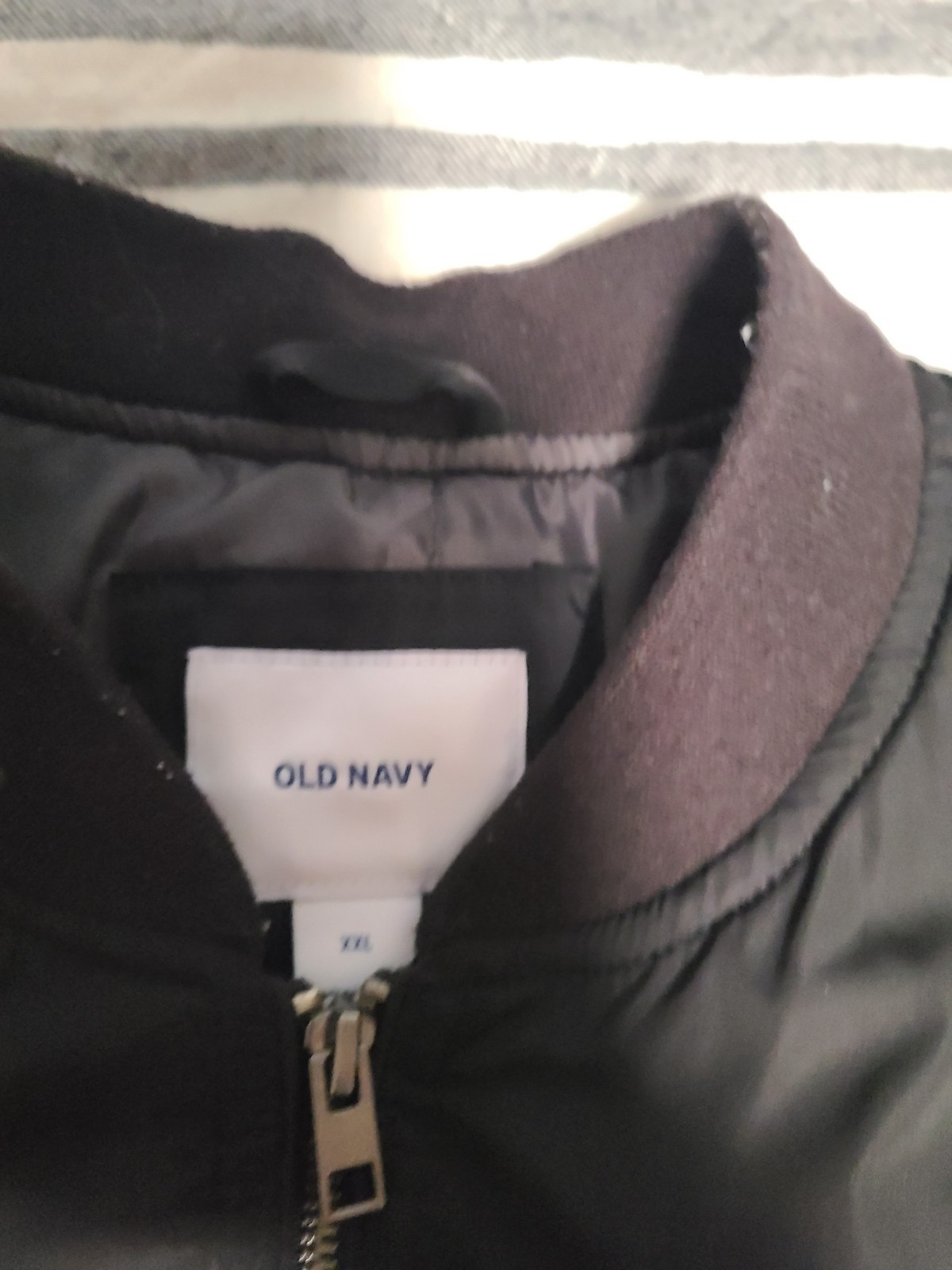 Old Navy Men’s Black Bomber Jacket 2XL Full Zip Pockets Band Collar