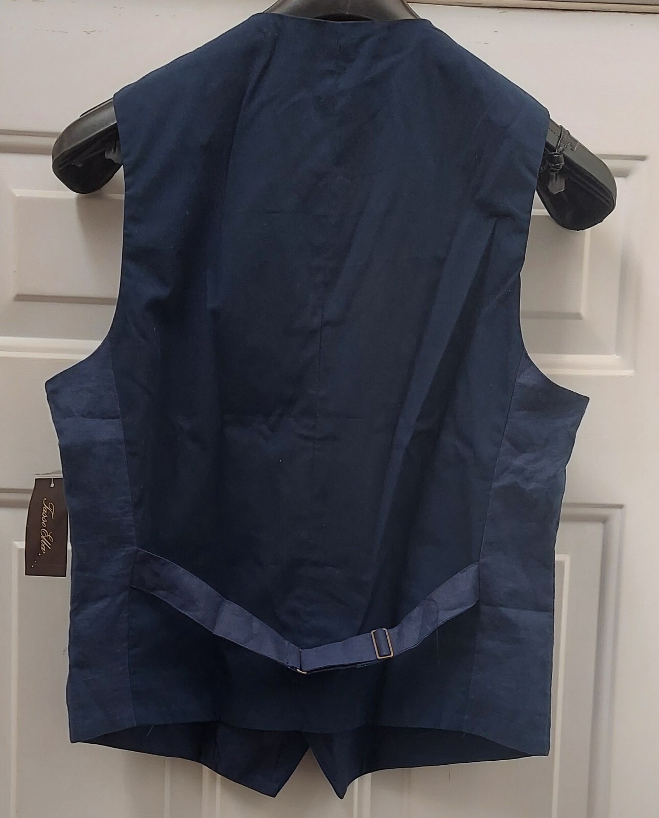 TASSO ELBA ISLAND MEN’S NAVY BLUE LINEN BUTTON-UP V-NECK VEST SIZE S NWT $55