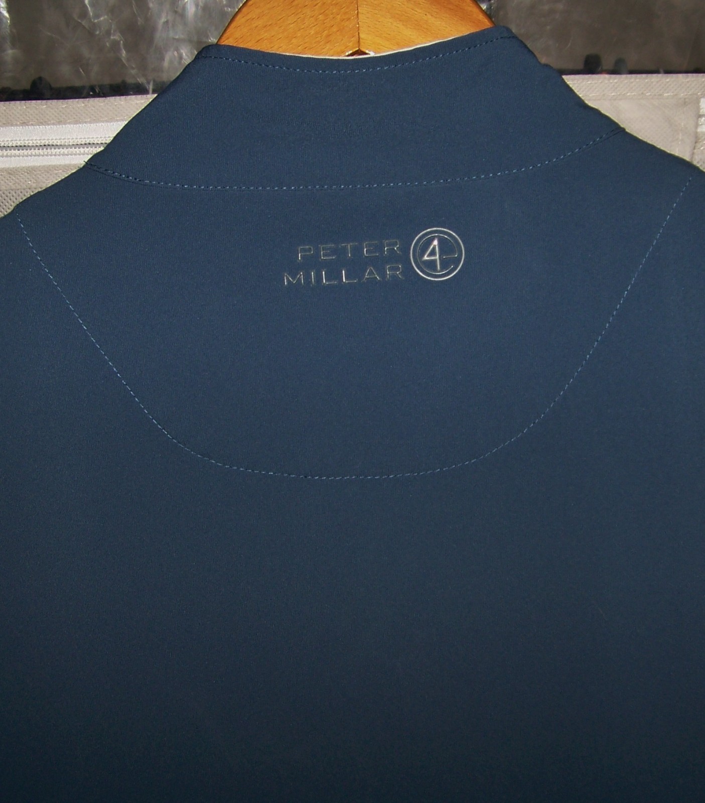 PETER MILLAR Poly Spandex Zip Vest Jacket Sweater Shirt THE OLYMPIC CLUB XL Blue