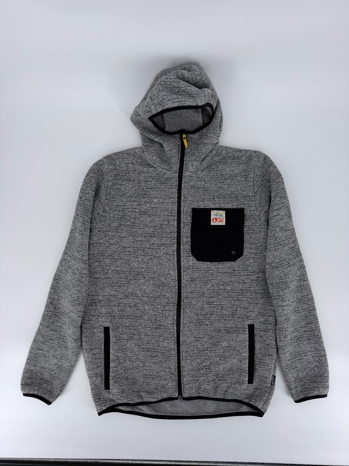 Picture Organic Marco Polartec Hooded Fleece Jacket Mens L Gray Full Zip