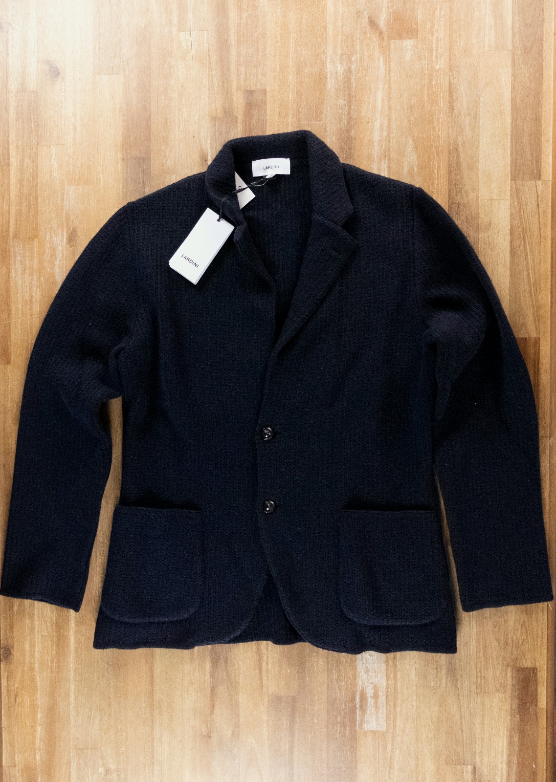 (NO CUSTOMS TAX) LARDINI navy blue chunky sweater jacket Size XL authentic NWT