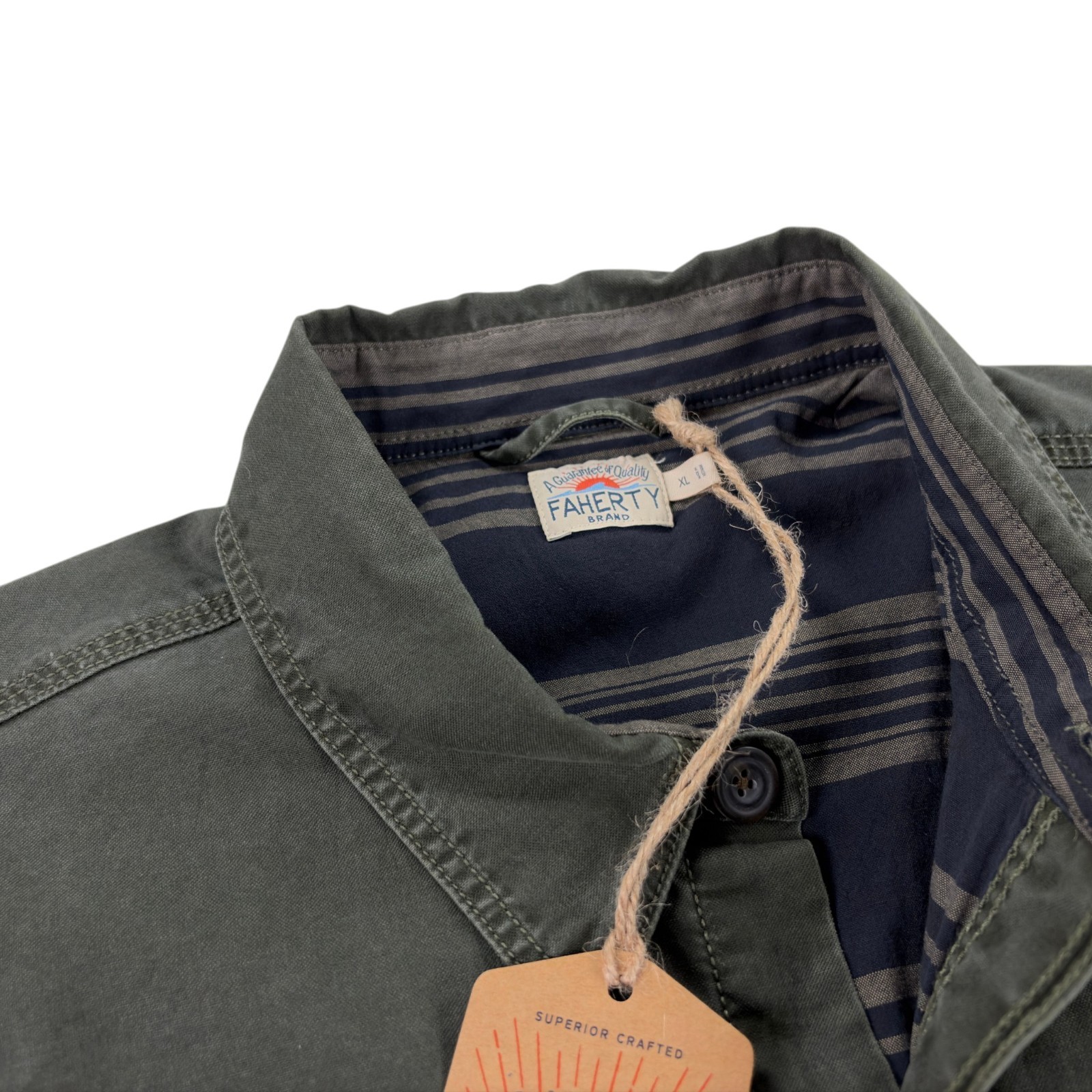 Faherty Lakeside CPO Canvas Jacket Mens XL Insulated Organic Cotton Green $248