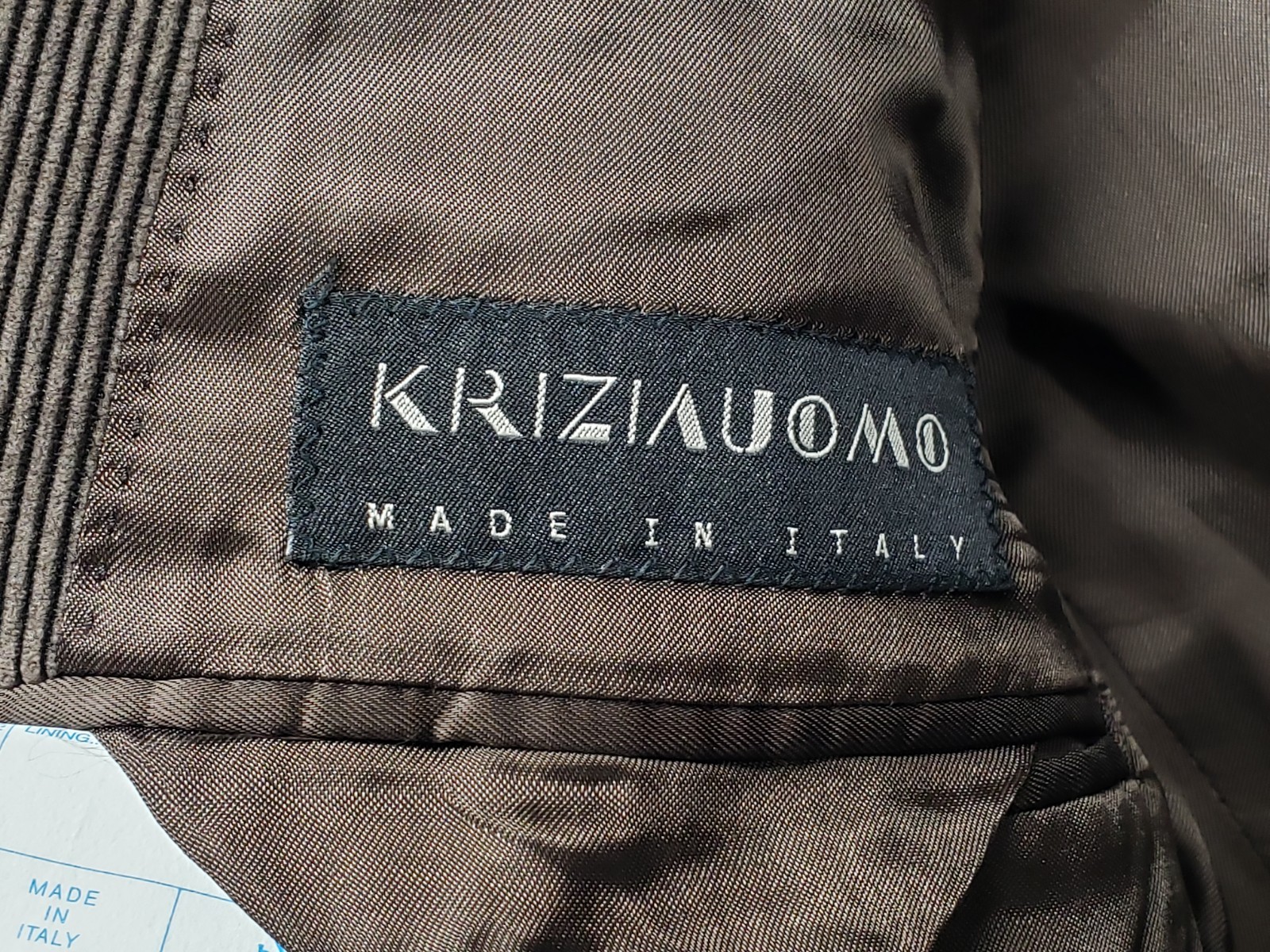 Krizia Uomo Men Blazer Jacket 52 Brown Herringbone Single Breasted Classic Fit