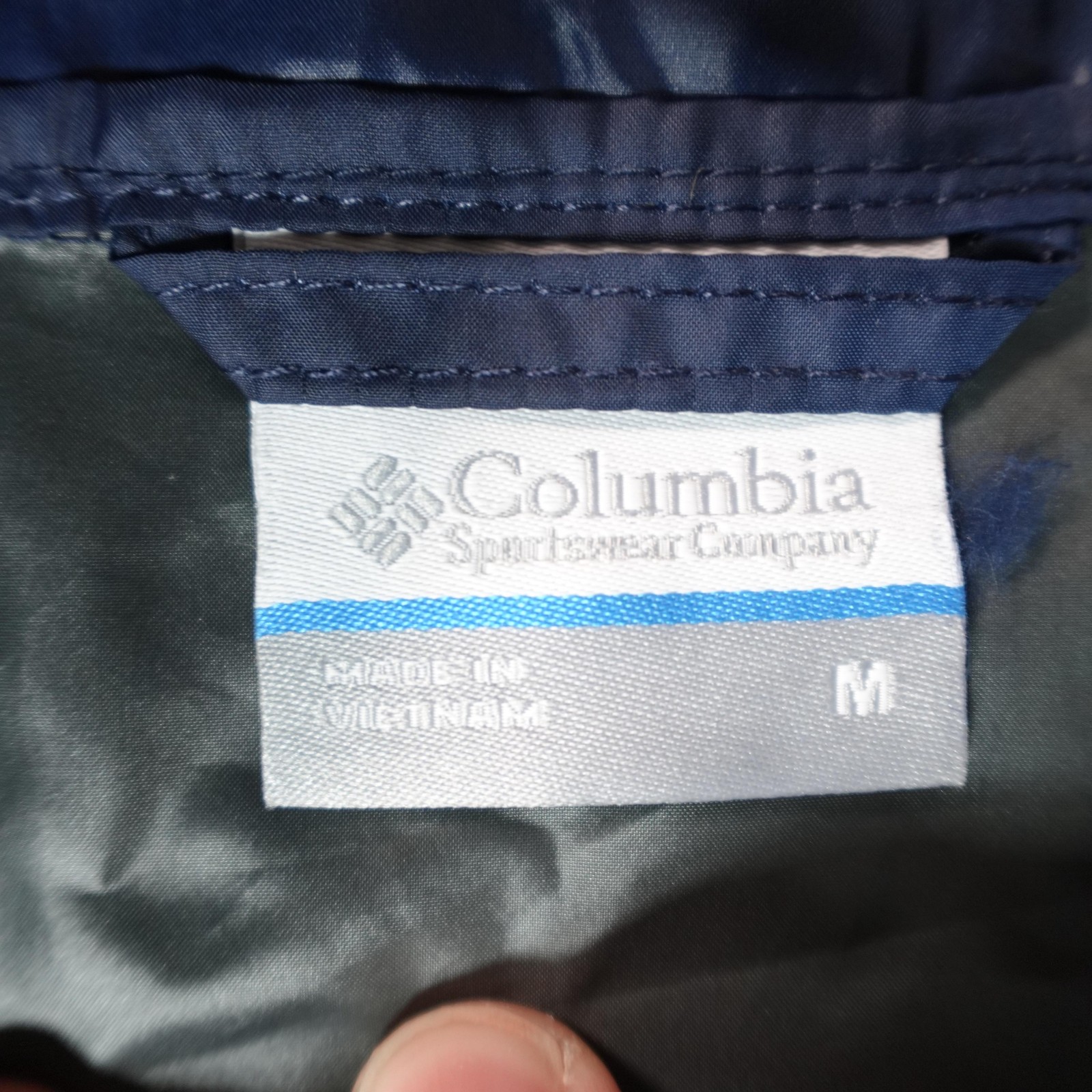 Columbia Jacket Mens Medium Blue Gray Hooded Windbreaker Full Zip Lightweight