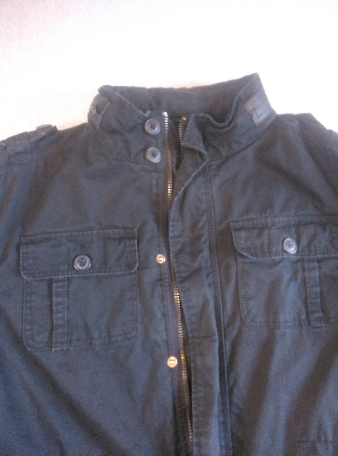 Vintage Brandit Black Britannia Field Coat Jacket Madein Germany Hidden Zip Hood