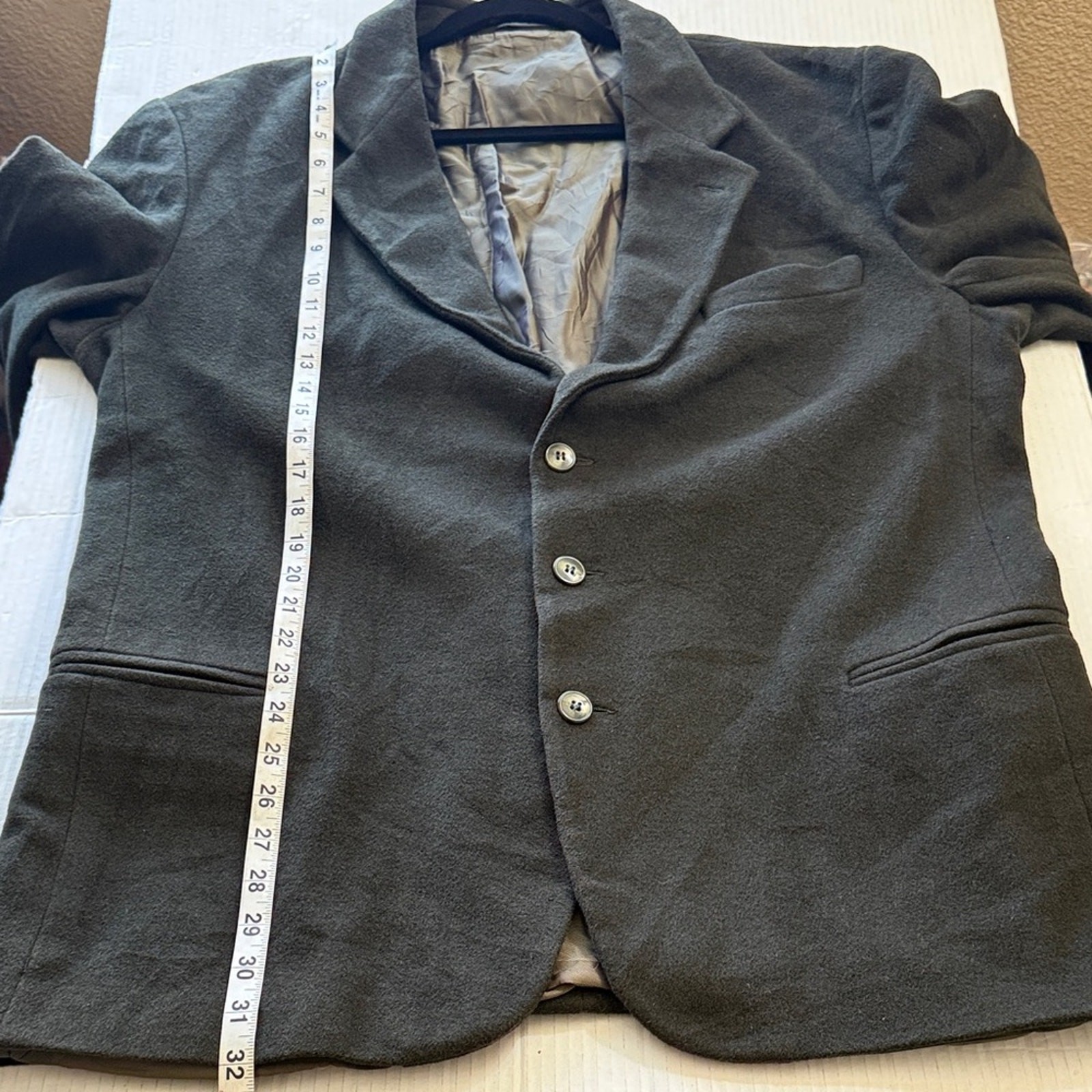 Domani Uomo Wool Cashmere Blazer Size XL Sport Coat Olive Green Italy Academia