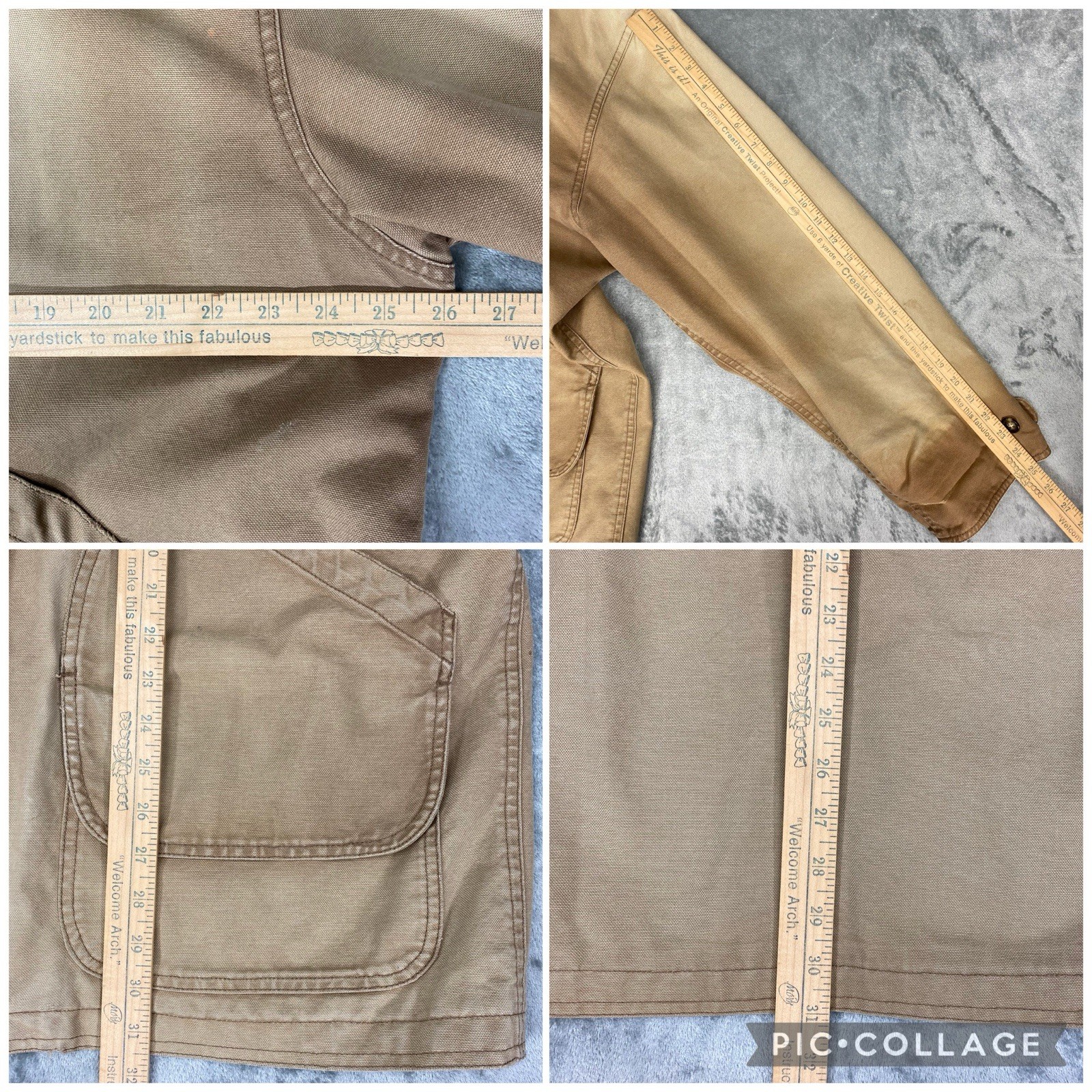 Vtg Lands End Jacket Mens Sz XL Tan Field Barn Chore Coat Corduroy Thrashed Fade