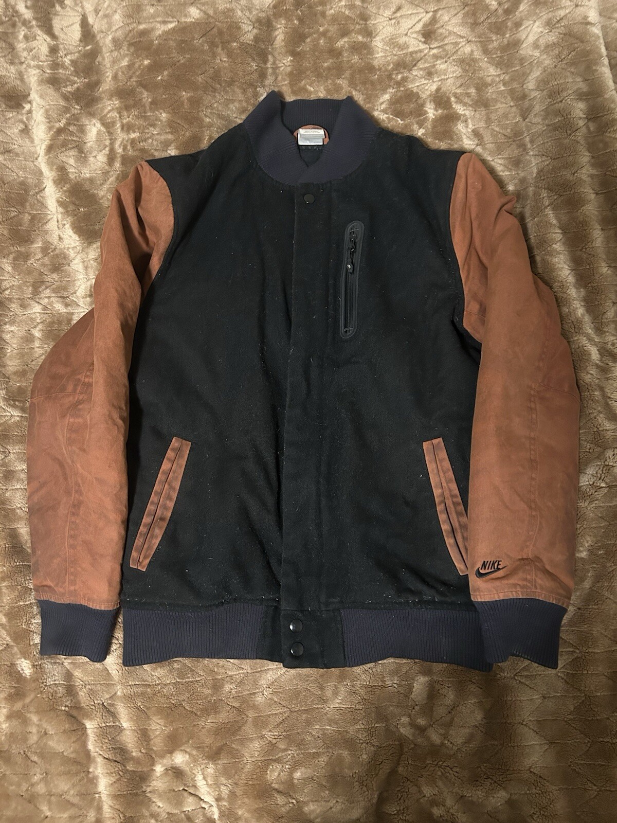 Nike Varsity Jacket Black And Brown (Returns Accepted)
