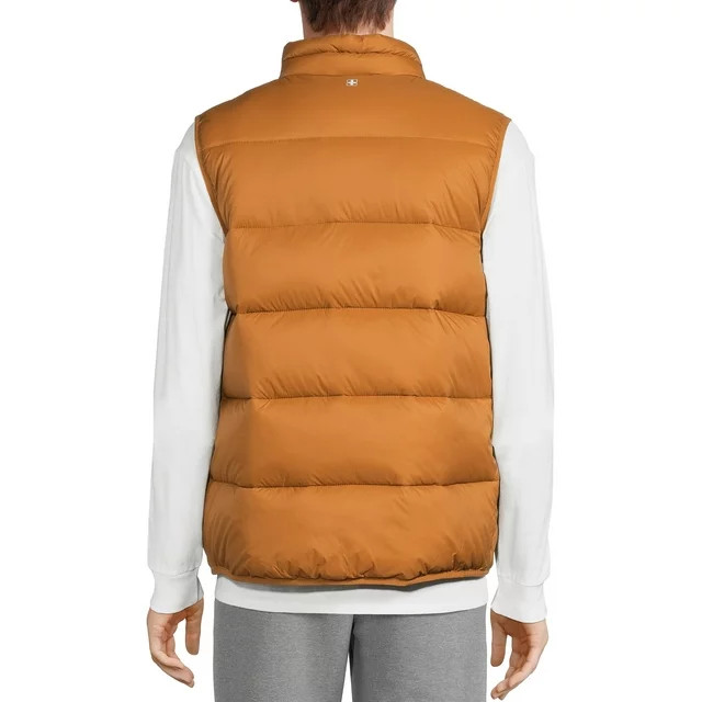 Swiss Tech Mens Puffer Vest Performance Gear Size S,M, L, XL, 2XL, 3XL Brown Zip