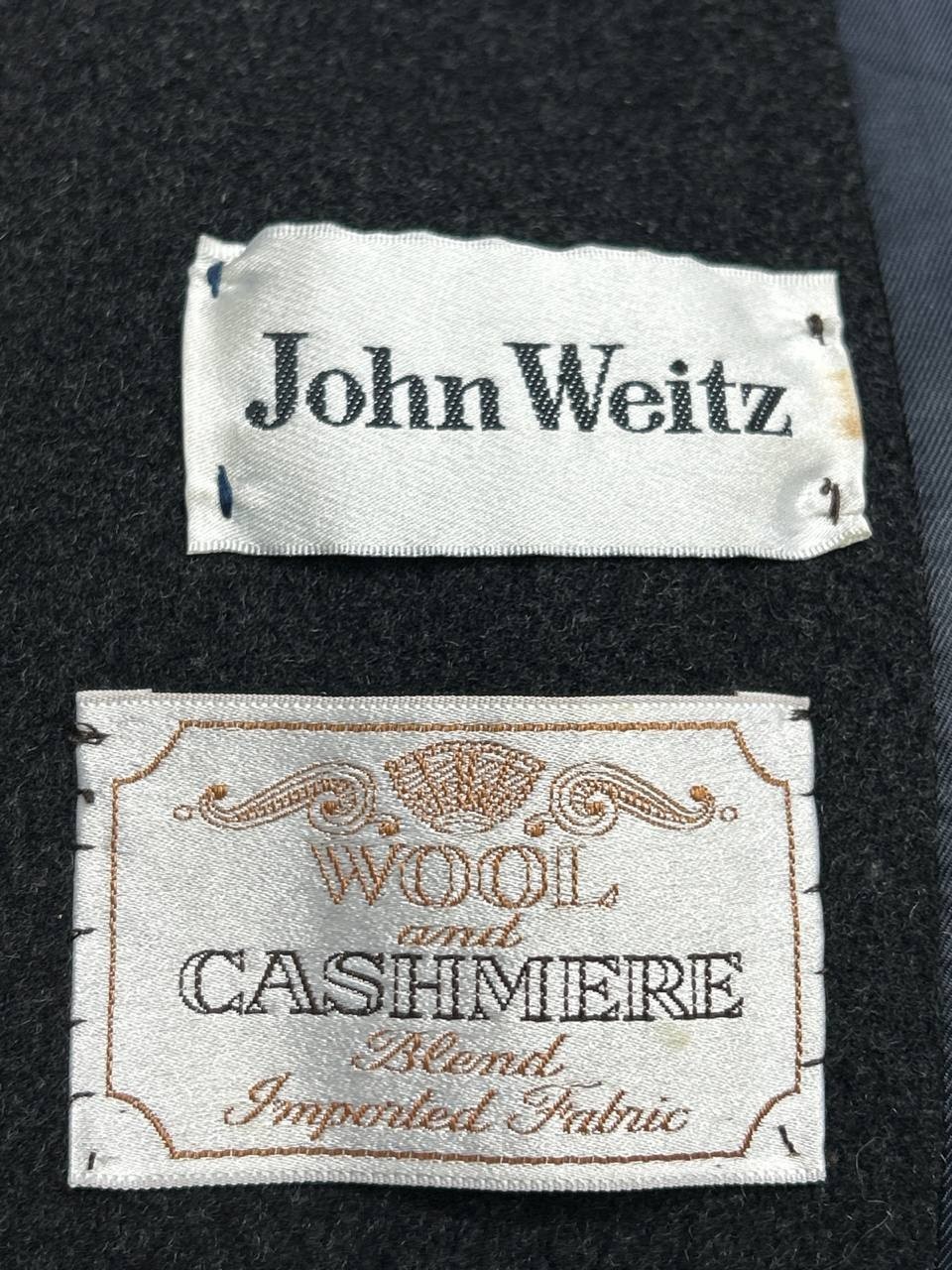 John Weitz Overcoat Mens 44 Black Cashmere Notch Lapel Single Vent Casual Winter