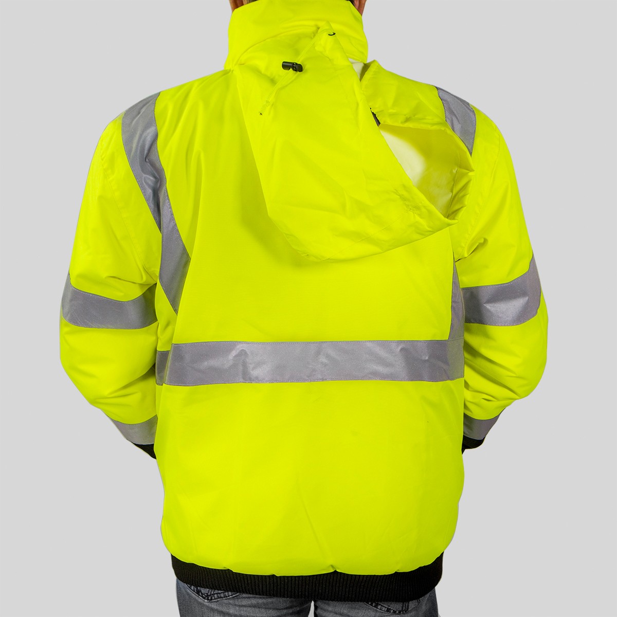 Stark USA Hi-Vis Class 3 Safety Jacket Neon Reflective Coat Bomber Jacket Style