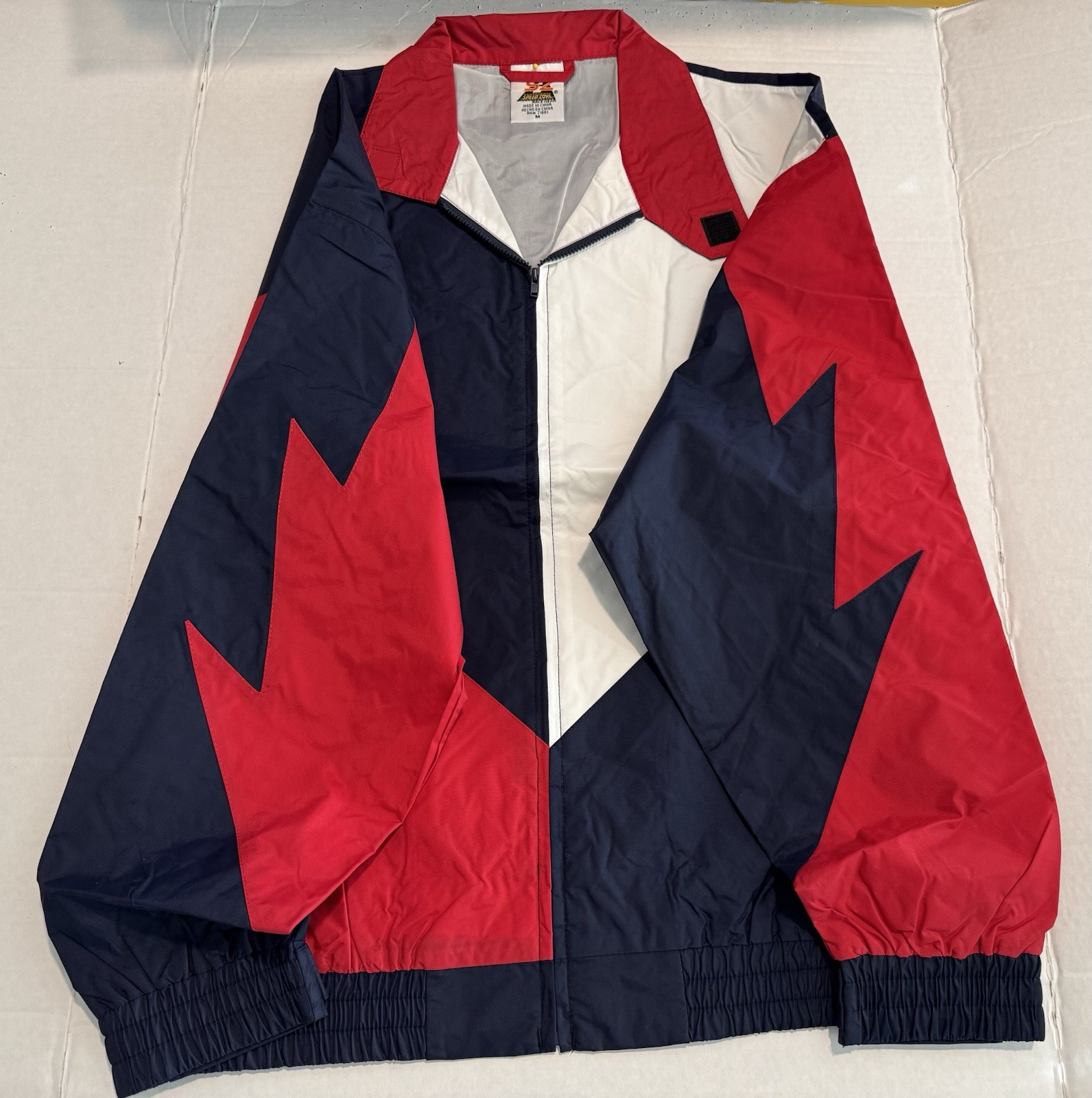 VTG Speed Zone Race Gear Red Black White Shark tooth Windbreaker Jacket 3X