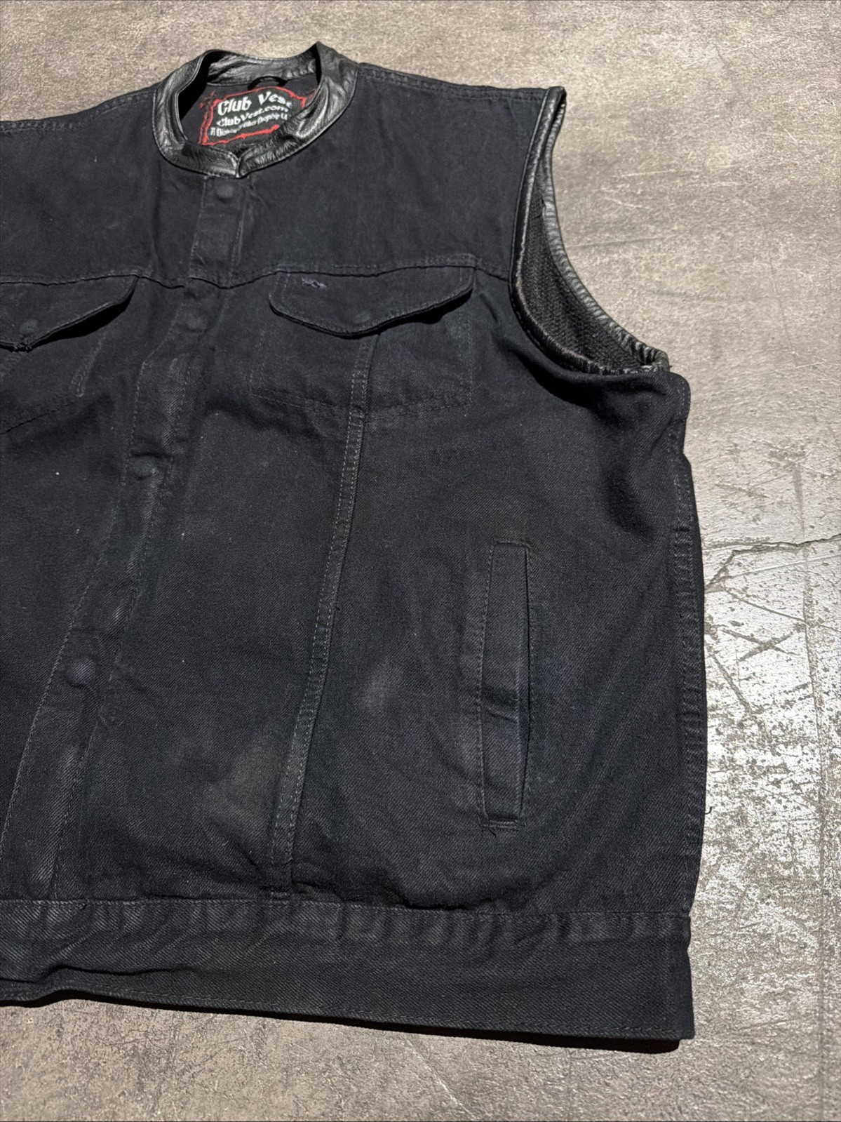 Club Vest By Jimmy Lee Motorcycle Biker Concealed Carry Snap Denim Mens 3XL