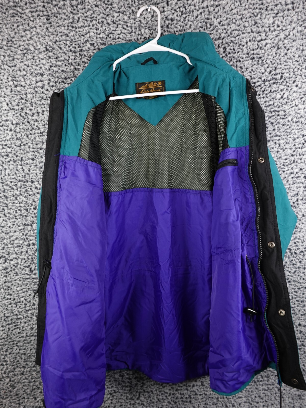 Eddie Bauer Anorak Mens Coat Size Medium Solid Green 100% Nylon Pockets Lined