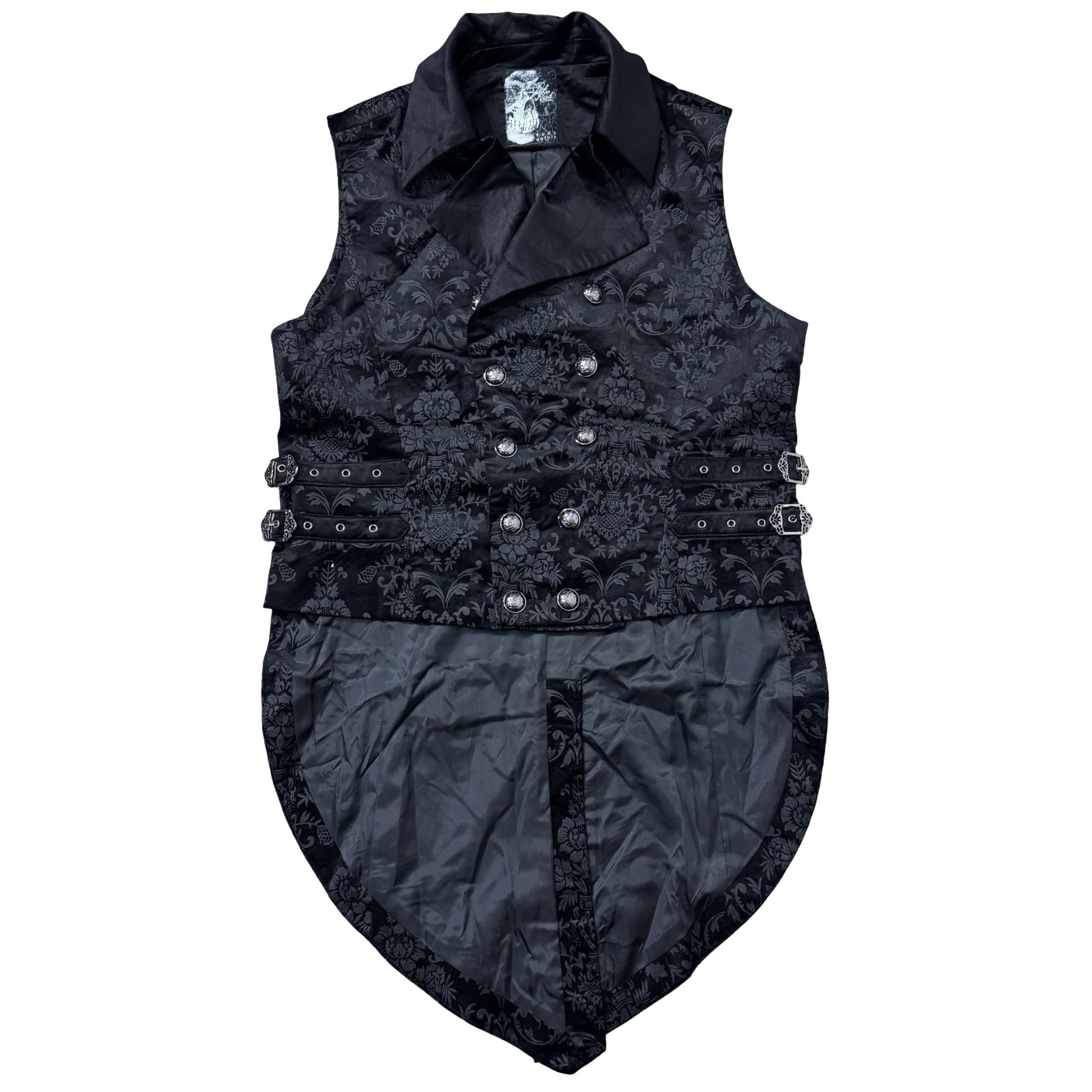 PUNKRAVE BLACK GOTH DARK PRINTING TAILCOAT VAMPIRE VINTAGE WAISTCOAT VEST Y-596