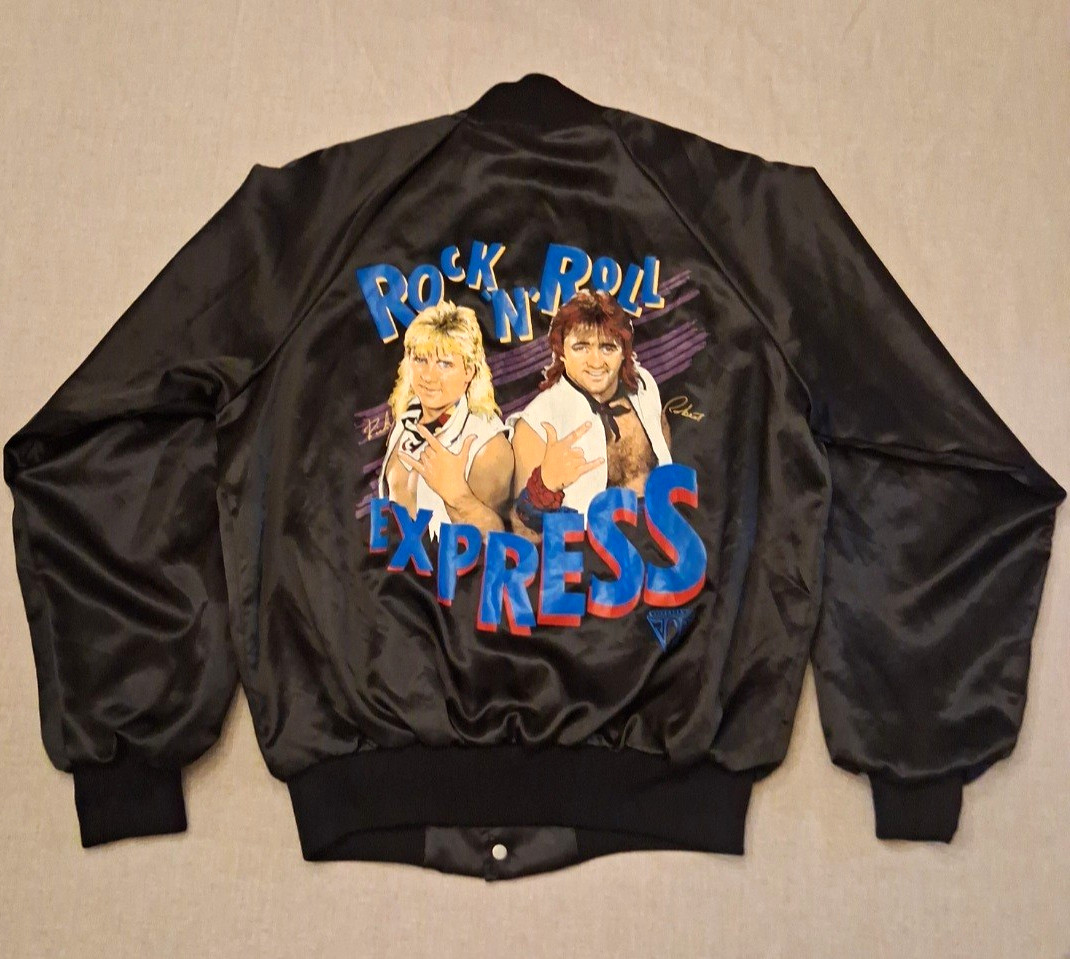 RARE VINTAGE ROCK N’ ROLL EXPRESS JCP WRESTLING SATIN JACKET MEDIUM NWA AWA WCW